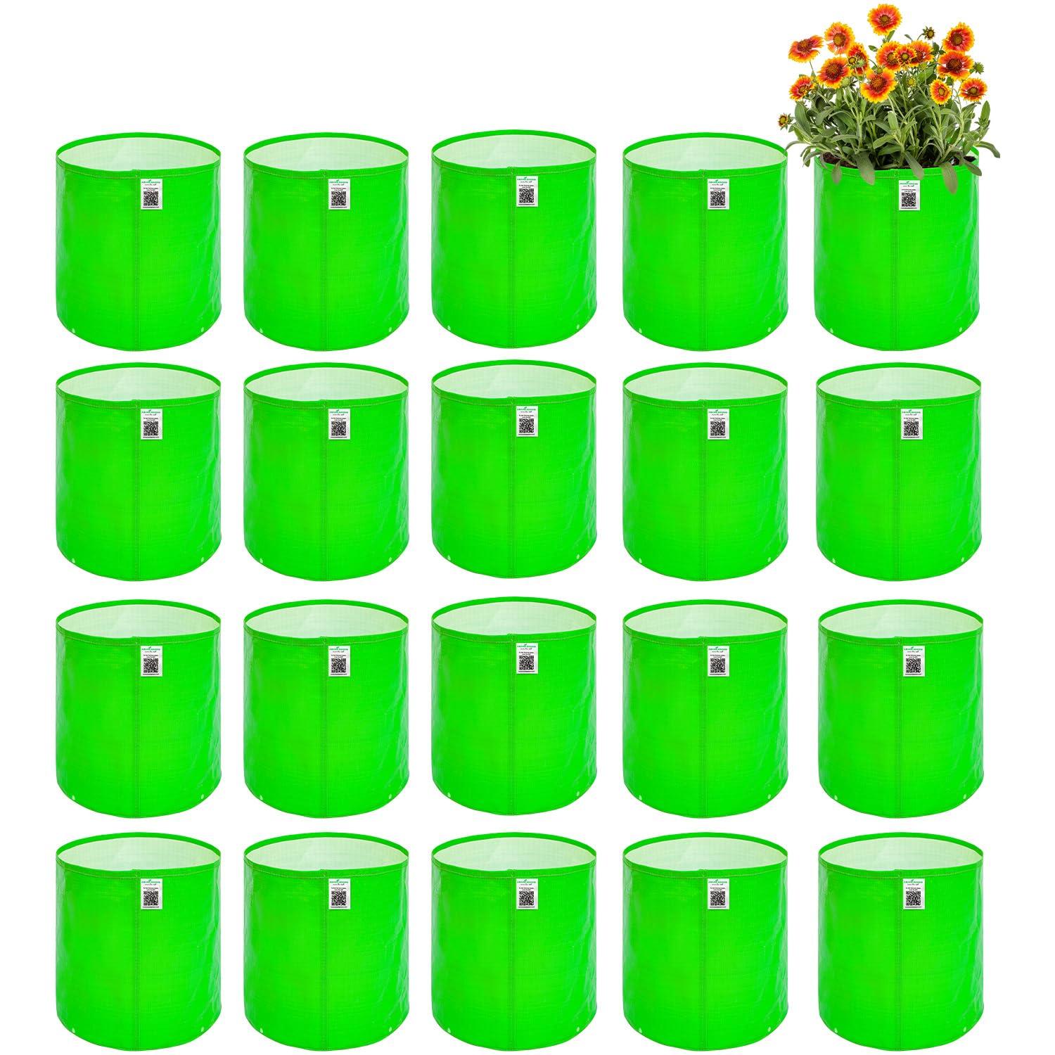 Anandi Green's HDPE Uv Protected 260 GSM Round Green Colour Plants Grow Bags Suitable for Terrace and Vegetable Gardening 6x6 Inch Pack of 20