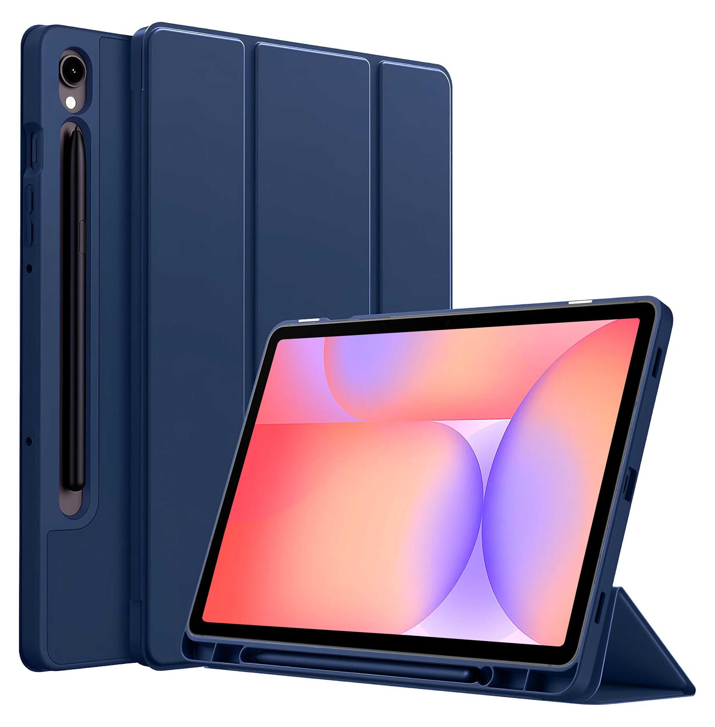 ProElite Cover for Samsung Galaxy Tab S10 Lite 10.9"/ Tab S9 FE 10.9 inch/Tab S10 FE/Tab S9 11" Cover, Soft Flexible Flip Case Cover with S Pen Holder, Auto Sleep Wake, [Recoil Series] - Dark Blue