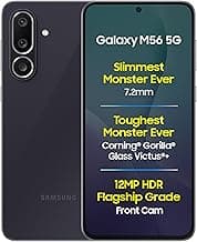 Samsung Galaxy M56 5G Mobile (Black, 8GB RAM, 128GB Storage)| Segment Slimmest | Gorilla Glass Victus+ | 10 Bit HDR Video | 50MP Camera | AI | Vapour Cooling Chamber | Lag-free Gaming| Without Charger