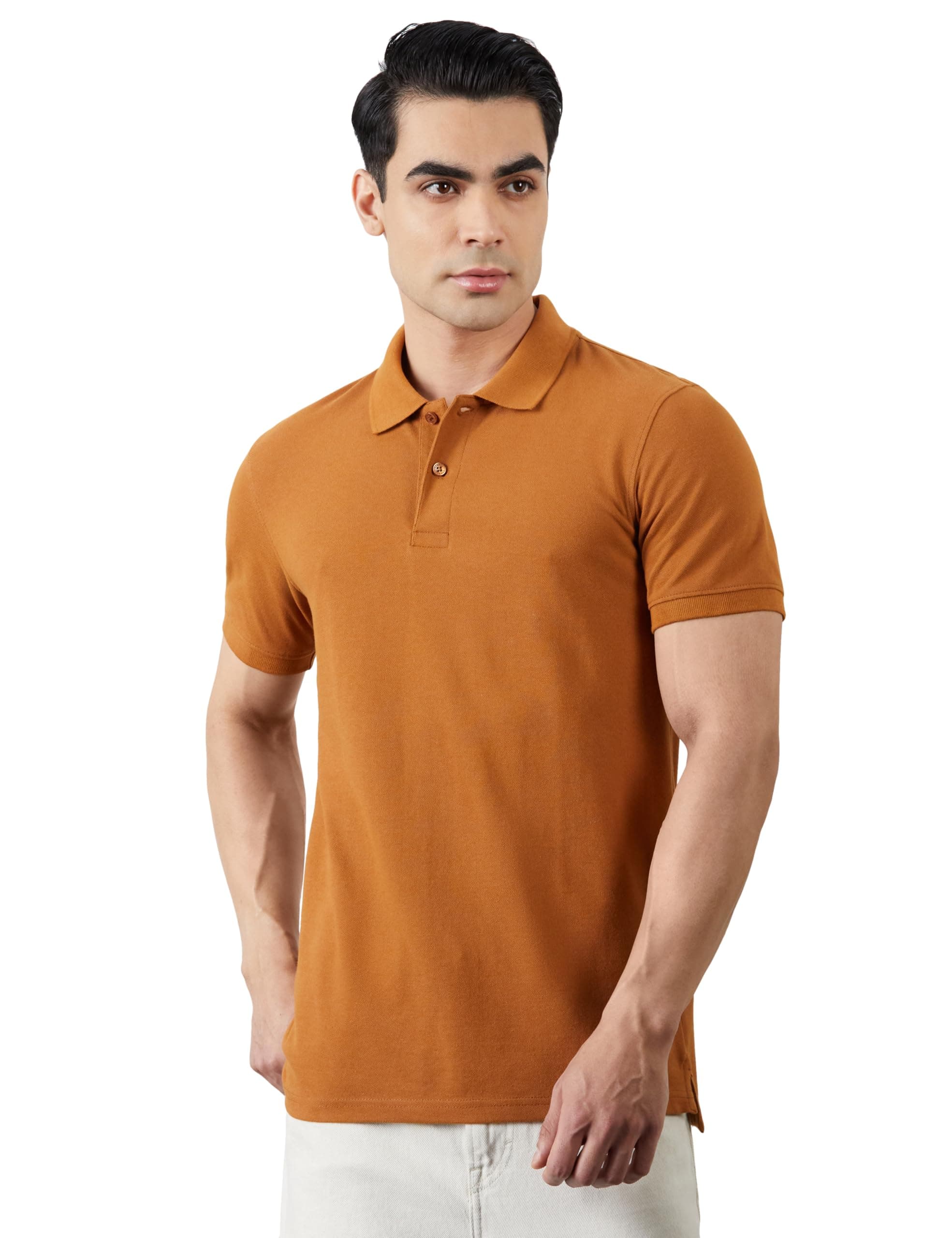 Amazon Brand - Symbol Men's Cotton Rich Solid Polo Tshirt | Collar Tshirts | Half Sleeves | Plain-Regular Fit (Available in Plus Size and Combo Pack of 2)