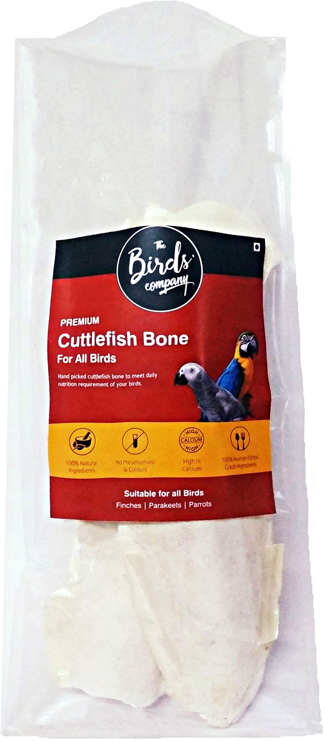 The Pets Company Natural Cuttlefish Bone for Birds | High Calcium Supplement | for Finches, Budgies, Cockatiels, Lovebirds, Conures, African Grey Parrots, Macaws, Cockatoos & All Pet Birds - 100 GMS
