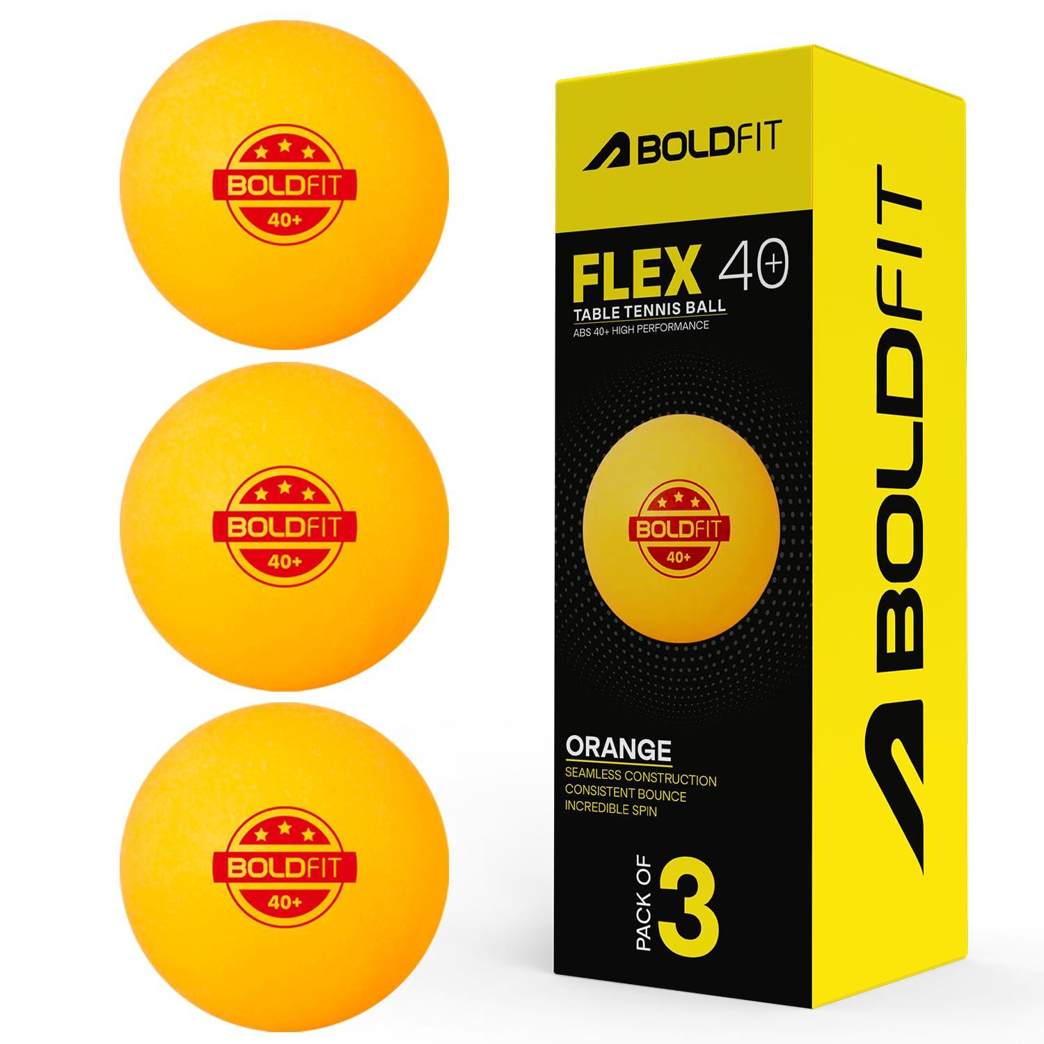 Boldfit High Performance Table Tennis Balls - 40+ 3 Star ABS Plastic TT Balls for Professional Match, Ping Pong for Kids & Adults Training, Orange (3 Pcs)