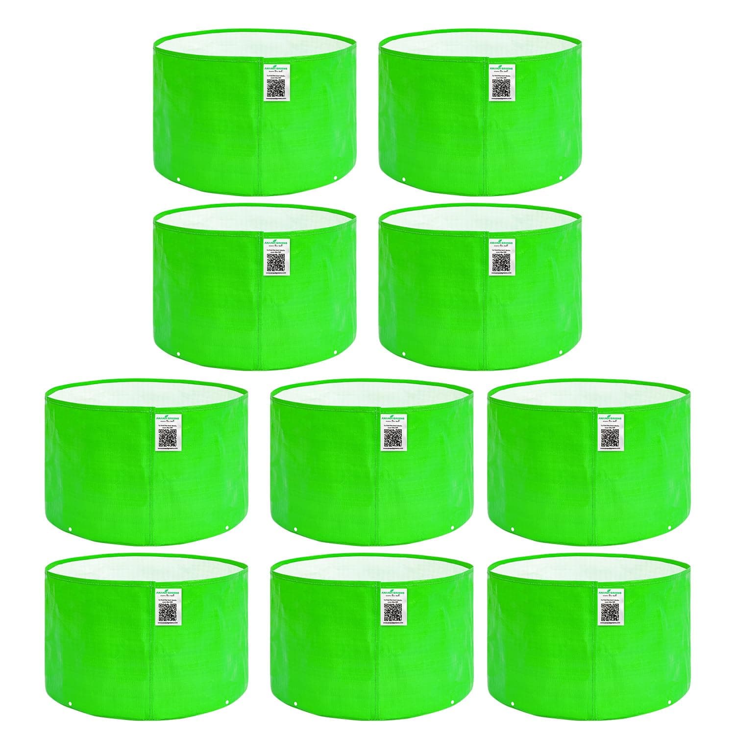 Anandi Green's HDPE UV-Protected 260 GSM Round Green Colour Plant Bags Suitable for Terrace and Vegetable Gardening 9X6 Inch Pack of 10