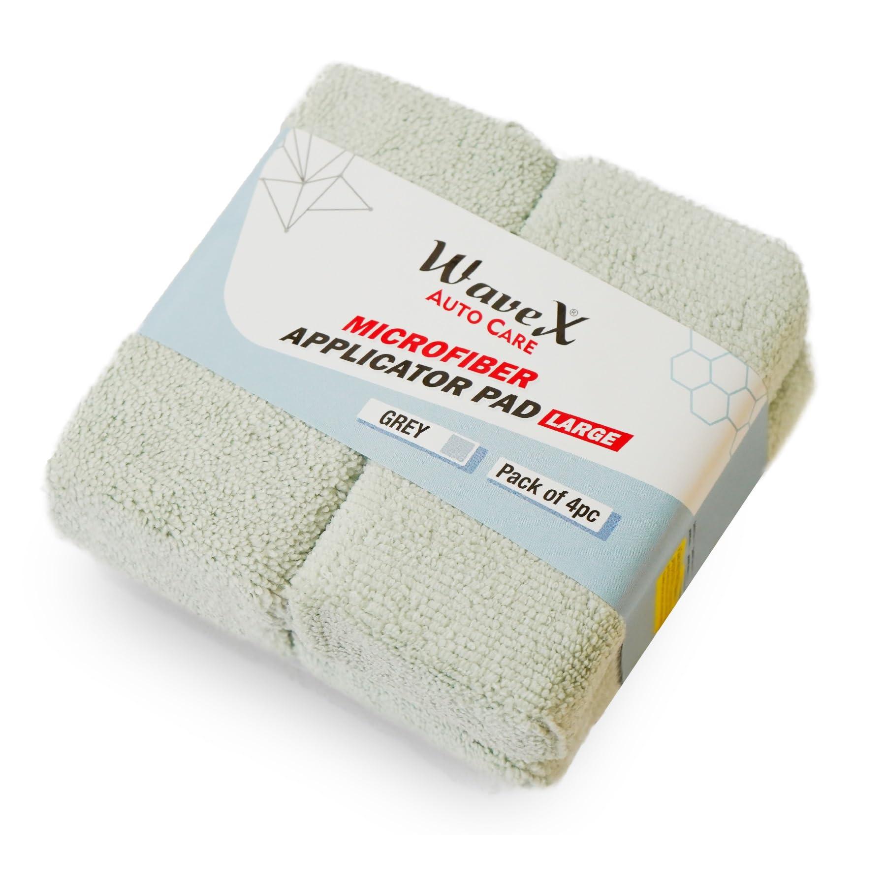 Wavex Microfiber Applicator Sponge for Car Polish | Ceramic Coating, Waxes, Polishes, Dressers & More - (4 pc)