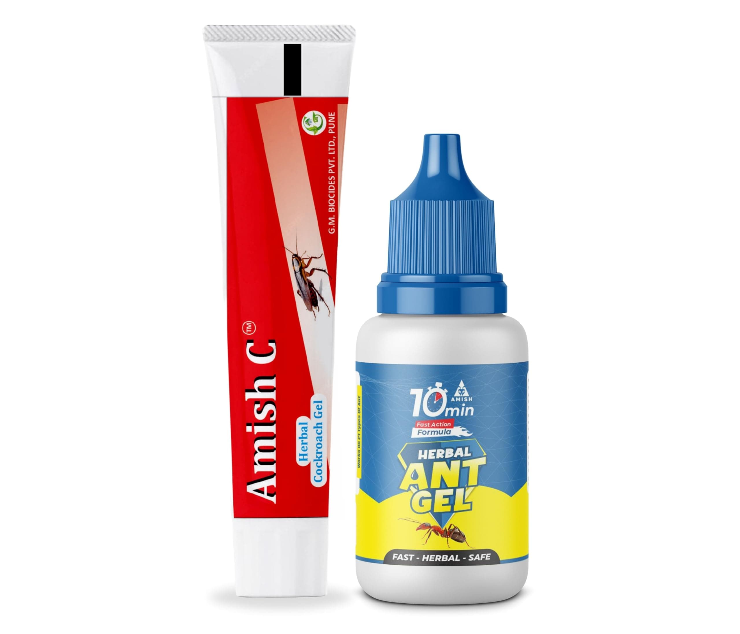 Amish Combo Herbal Ant Gel & Amish-C Cockroach Gel 20g|10 Minutes Formula |Removes Entire Colony |Powerful 100% Organic No Chemical Repellent for Home Kitchen