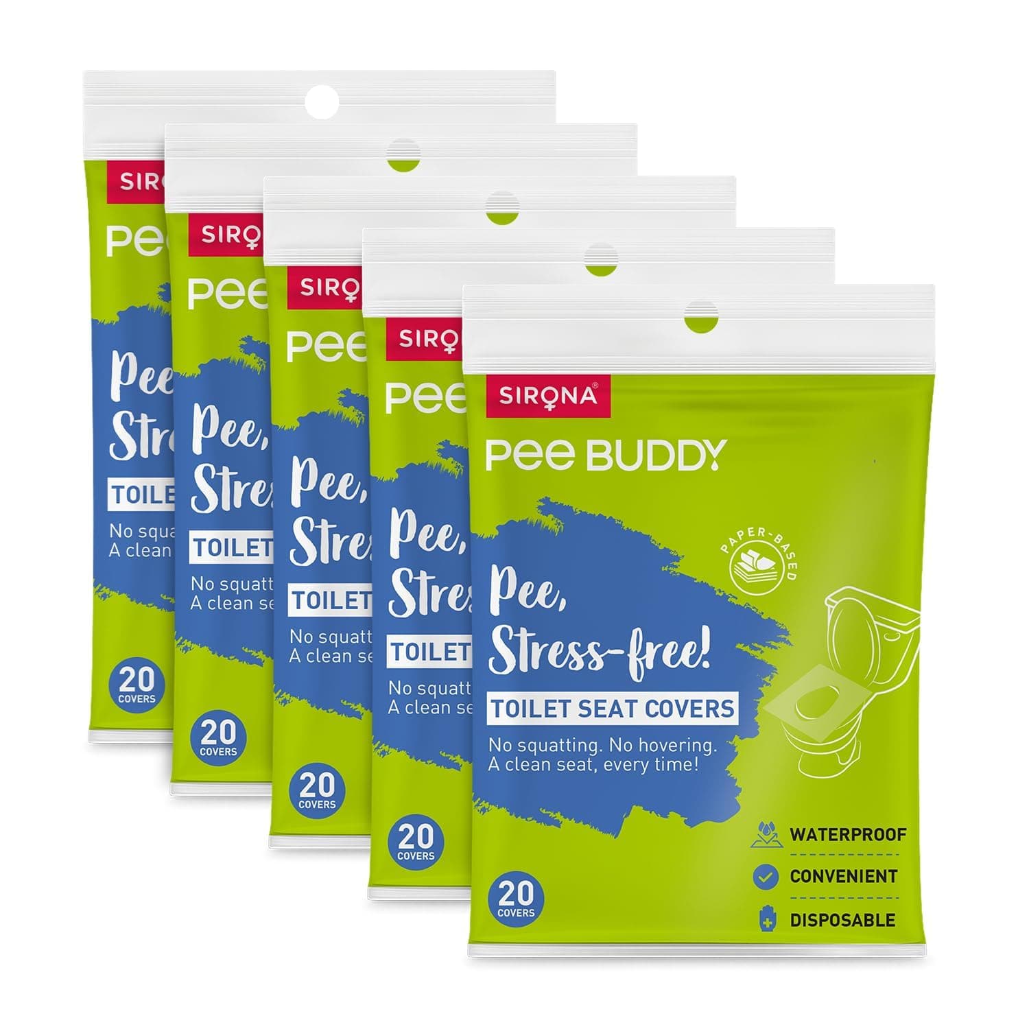 PEE BUDDY Disposable Toilet Seat Covers - 20 Sheets (Pack of 5)| No Direct Contact with Unhygienic Seats | Easy To Dispose | Nature Friendly | Must Have For Women and Men