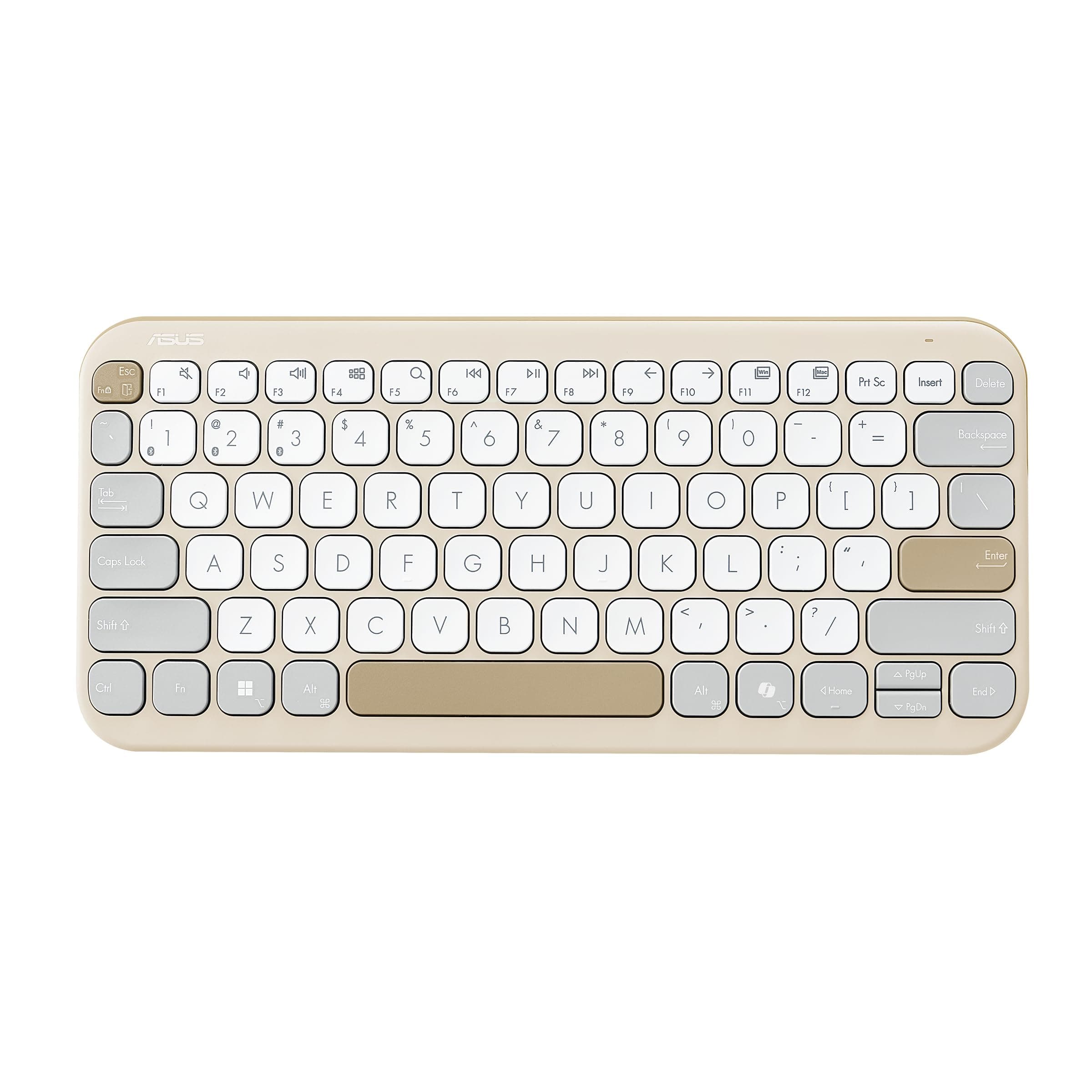 ASUS Marshmallow KW100 Wireless Keyboard – Oat Milk | Silent Scissor Keys,Compact Design,2-Year Battery Life, Compatible with Windows/Mac/Chrome/iOS & iPadOS Devices with Dedicated Copilot Key