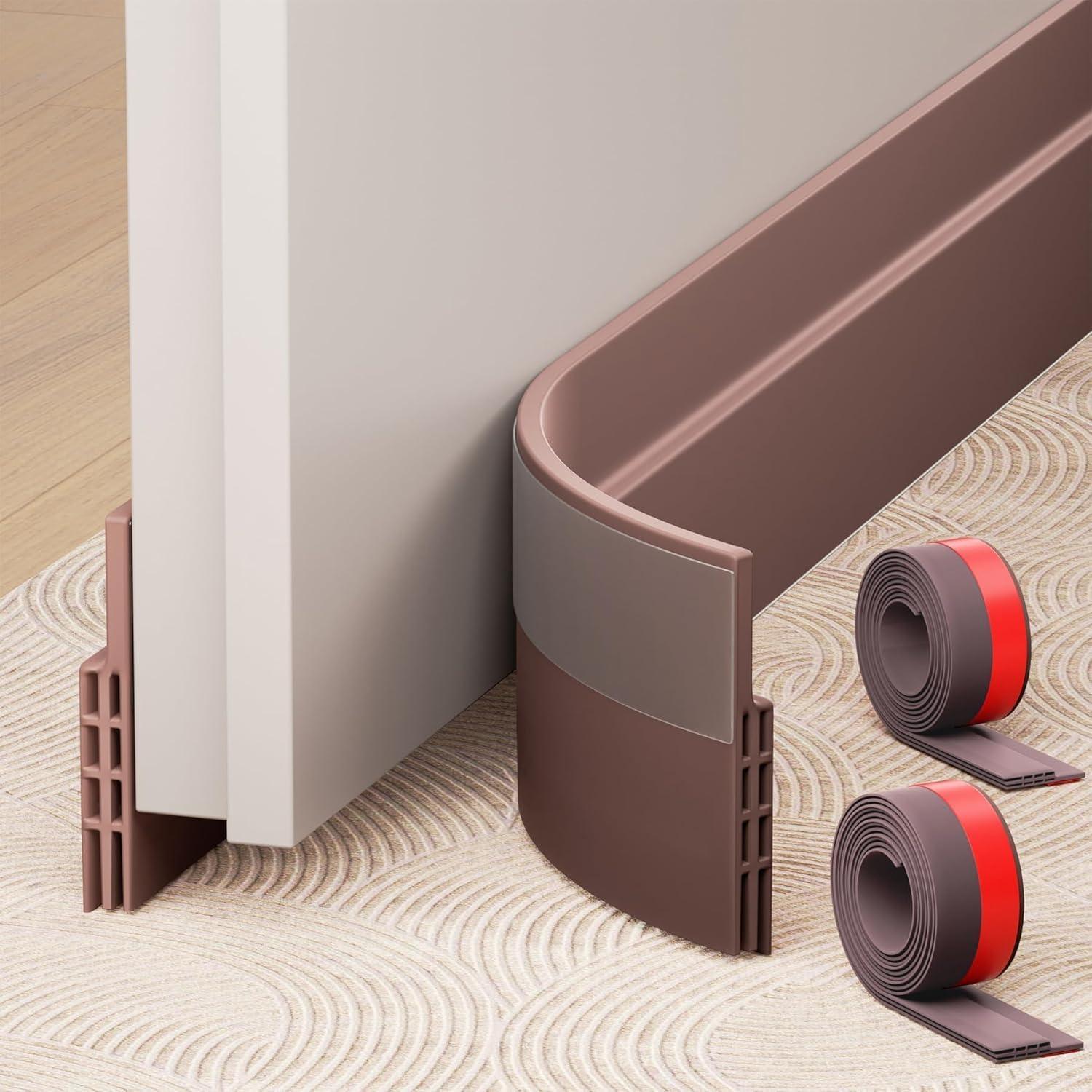 NORIQSilicone Self Adhesive Door Bottom Sealing Strip Guard for Home Door Protector for Home from Dust, Insects, Waterproof, Soundproof Door Seal, Door Air Blocker 1 Meter (1 Meter, Brown)