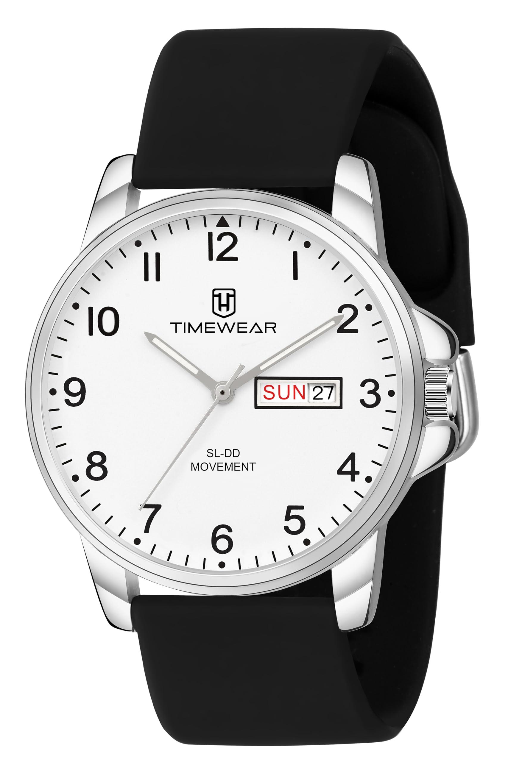 TIMEWEAR Analog New Track Number Dial, Day Date Functioning, Black Silicone Strap Watch for Men