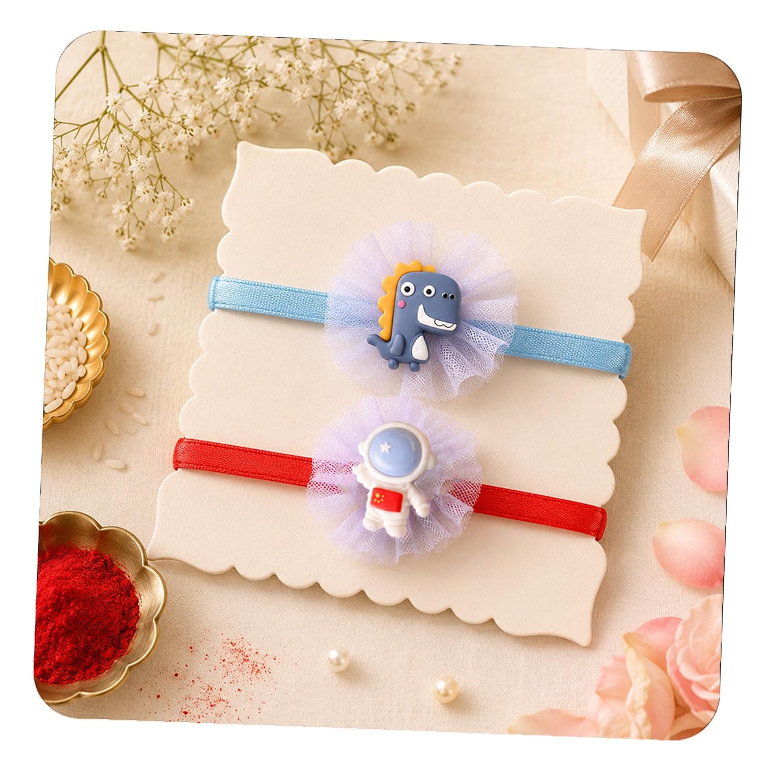 CraftVatika Rakhi for Kids Brother, Rakhi Set of 2 for Brother Boys Kids, Cartoon Designer rakhis Band for Children Toddlers, Rakshabandhan Combo with Greeting Card Tilakk, Rakhies Cartoon Band