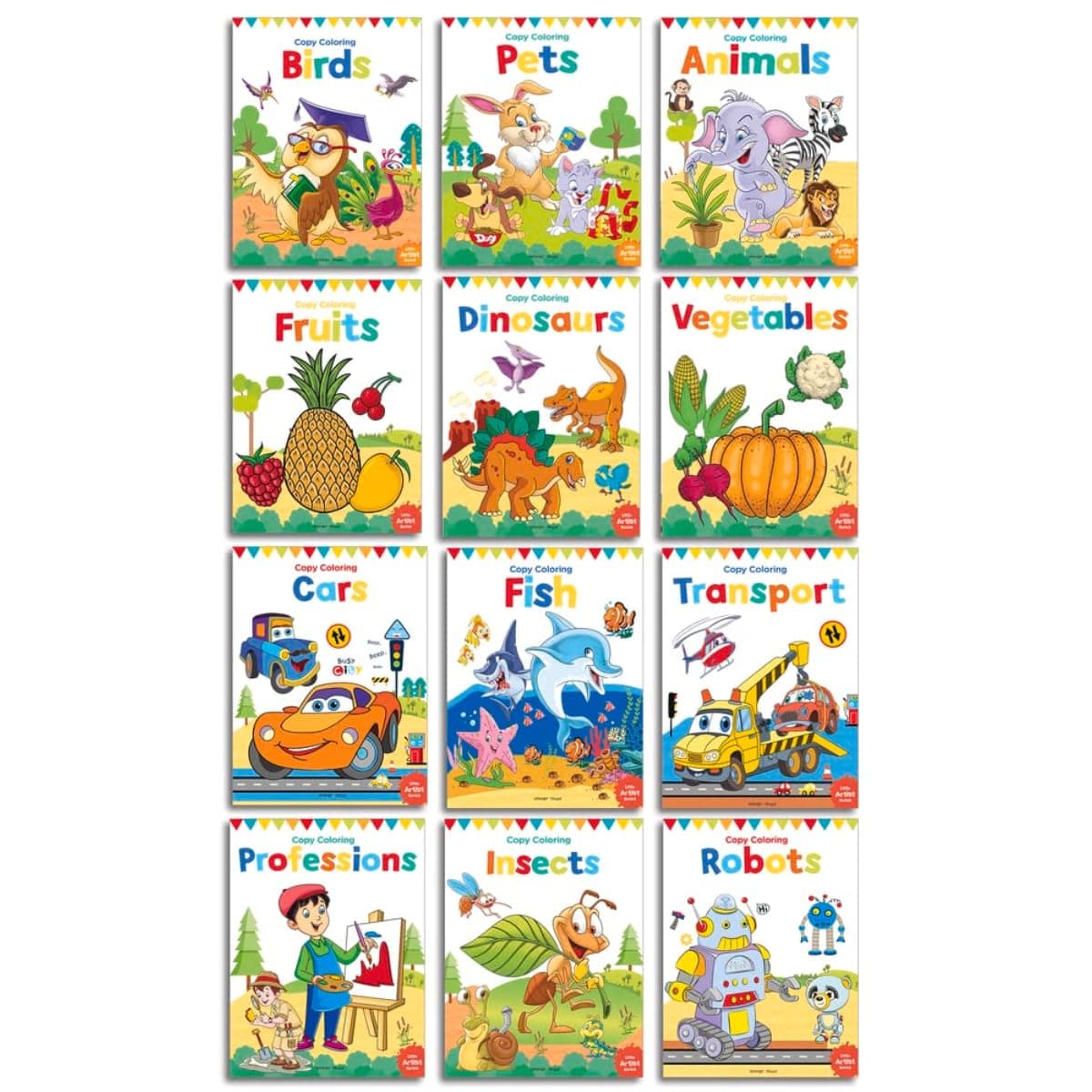 Colouring Books | Pack Of 12 Copy Colour Books For Children | Premium Paper Quality | Wonder House Books
