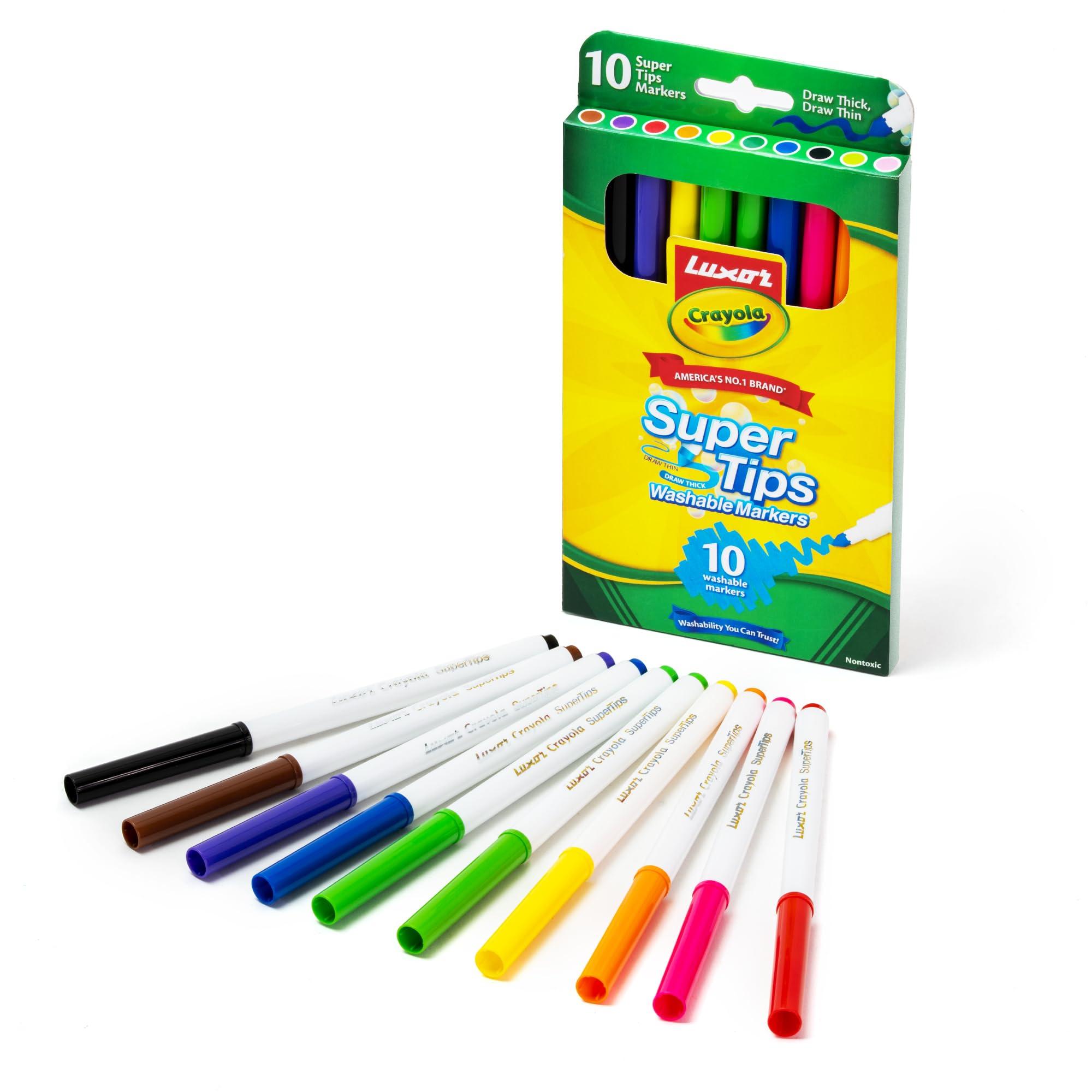 Luxor Crayola Washable Super Tips Markers 10 Shades