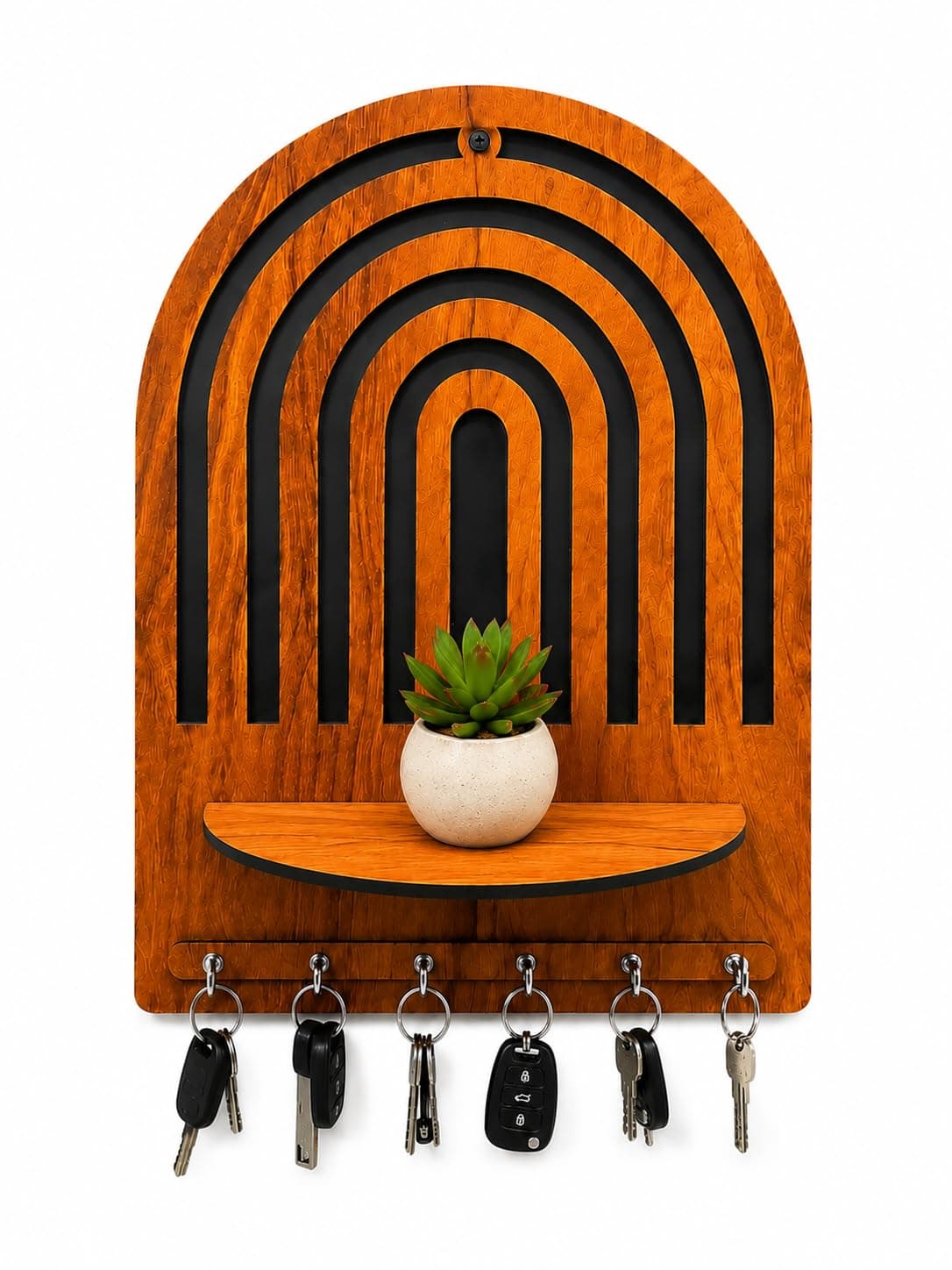 Qukwilaa Wooden Key Holder Wall Hanging with Shelf | Key Stand with Hooks for Home Entrance | Decorative Wall Organizer | Home Decor Item (Key Holder Shelf)