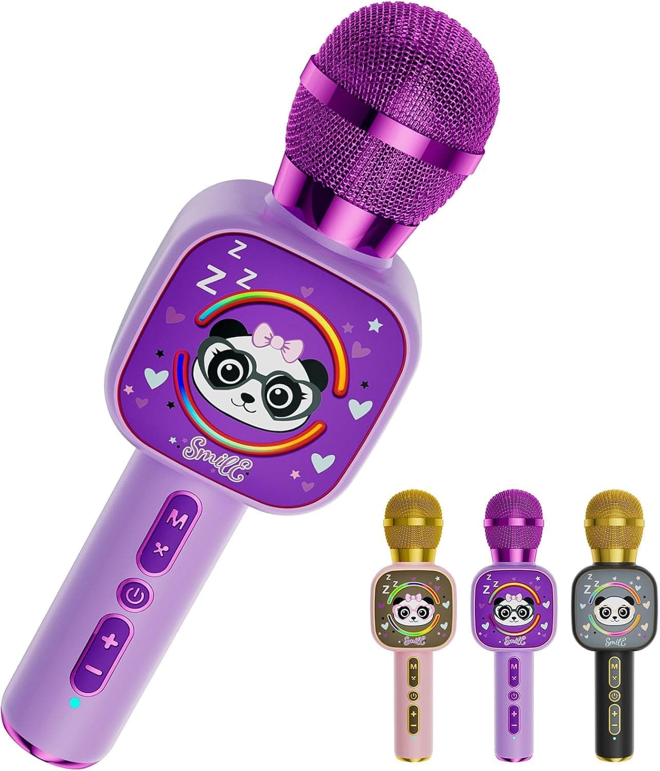 ShinePick Karaoke Mic with Speaker for Kids & Adults, Wireless Bluetooth Microphone for Singing, 5 Magic Voice Changer, RGB Lights, Portable Mike Gift,1200mAh Battery, Type-C Charging (Purple)