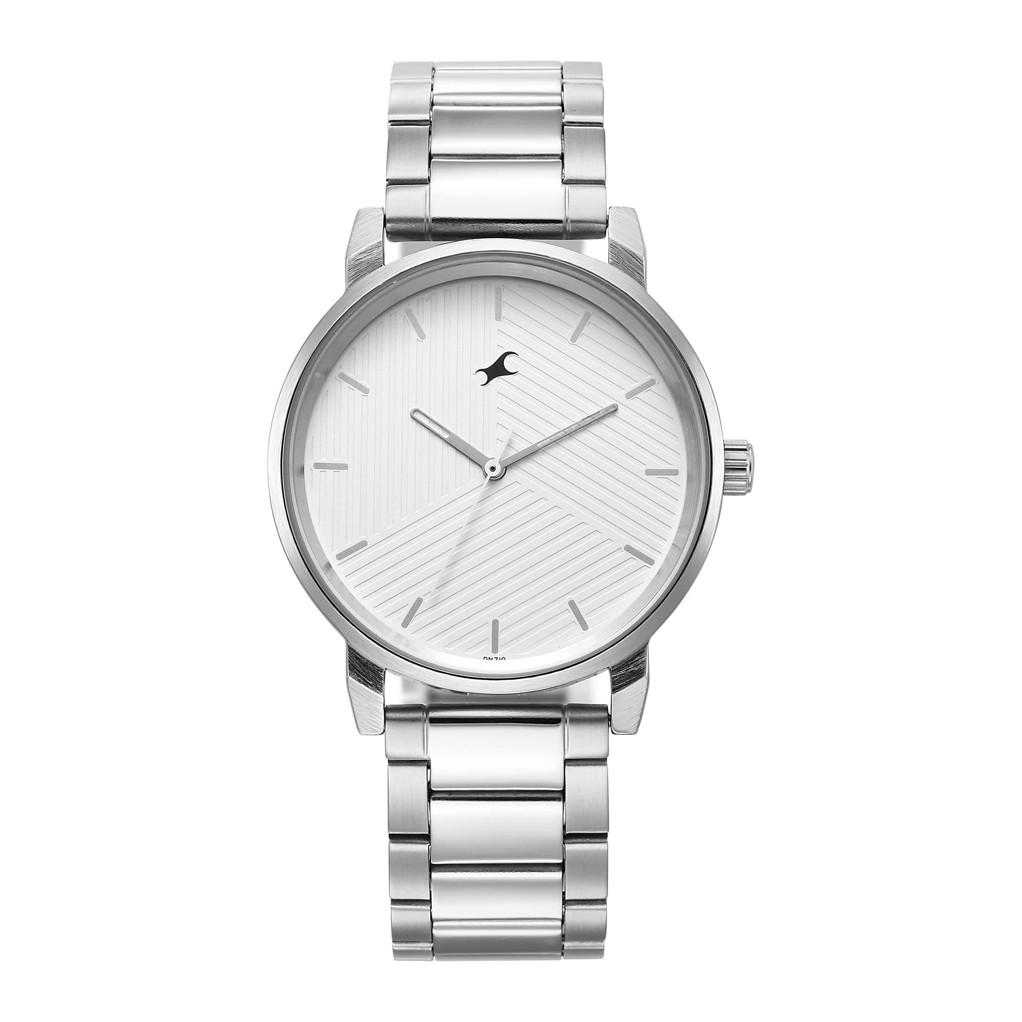 Fastrack Stunners Quartz Analog White Dial Silver Metal Strap Watch for Guys - 3278SM04
