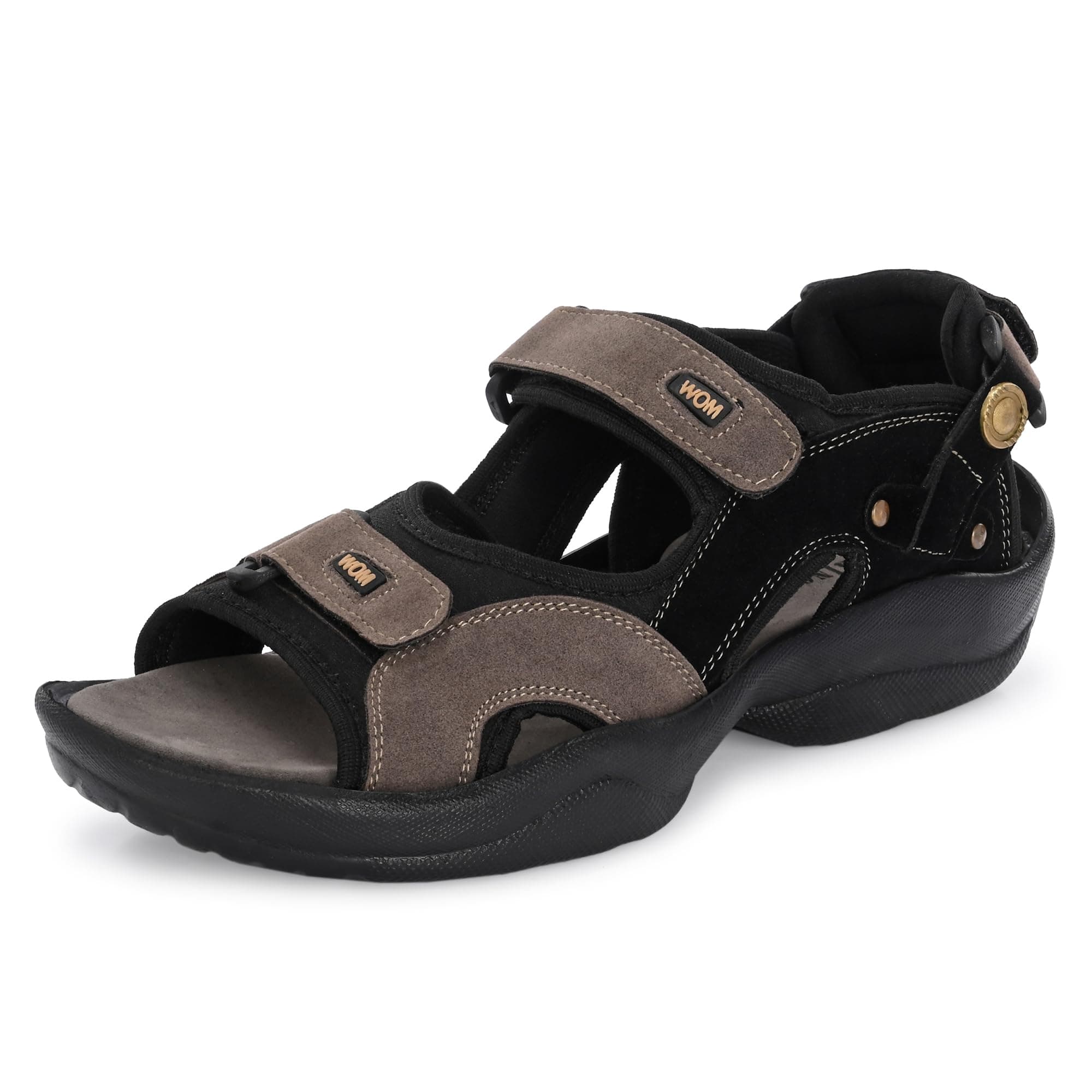 Centrino Sandals for Men |Flat Casual Sandals With Adjustable Velcro Closure For Easy Wear With Flexible Fitting And Trendy | Stylish Sandal With Unique Sole Design for Office & Travel Black 9 UK (3263)