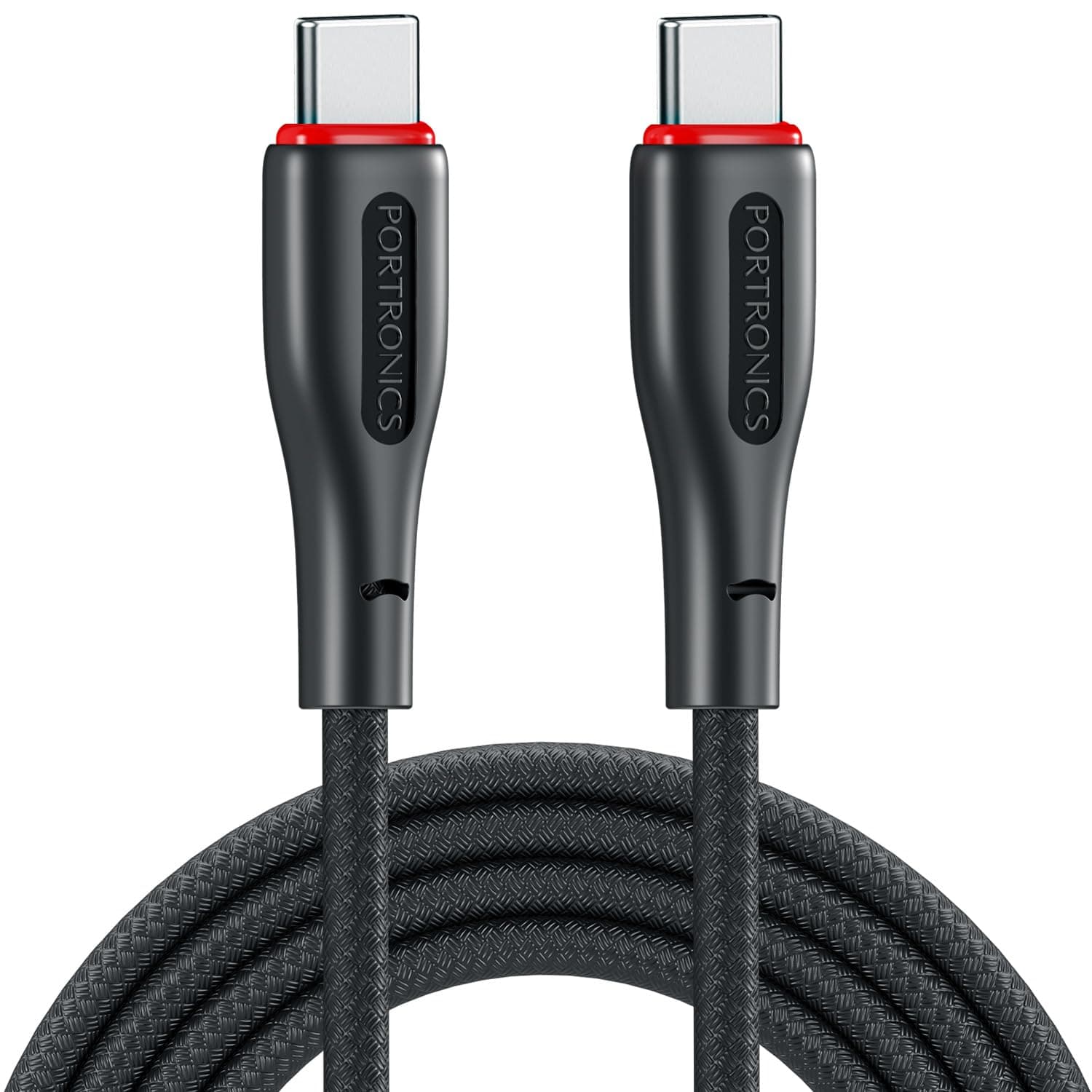 Portronics 100W Konnect B 1.5M Type C to Type C 5A Fast Charging Cable With E-Marker Chipset, Strong Braided Cable, Compatible With Laptops, Smartphone, Tablet, iphones, iPads & other type C Device
