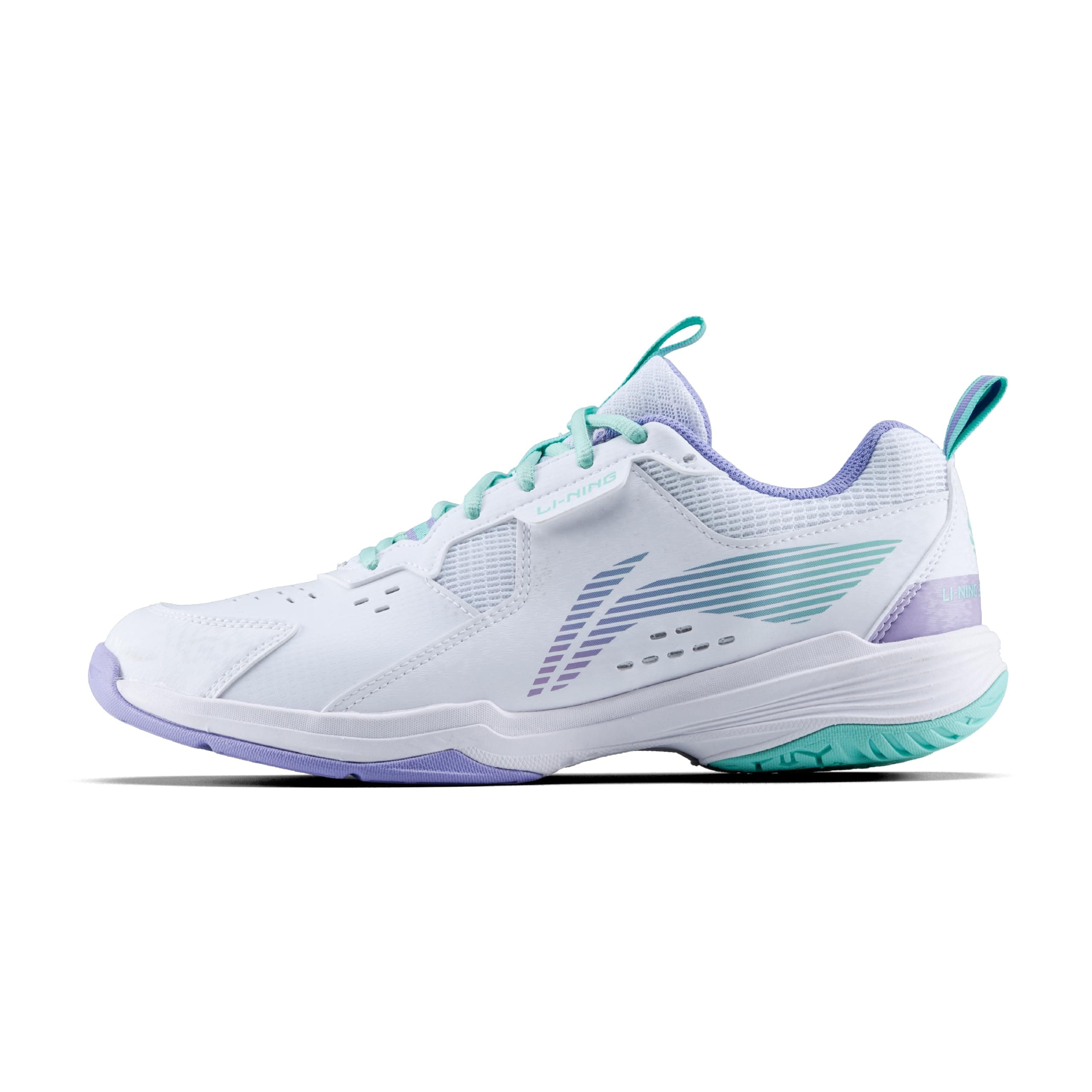 Li-Ning All Round Non Marking Badminton Shoes | All Indoor Sports | Lightweight, Breathable, Grippy & Durable | High Rebound Cushioning | Stable Heel Support (White ; 8 UK)