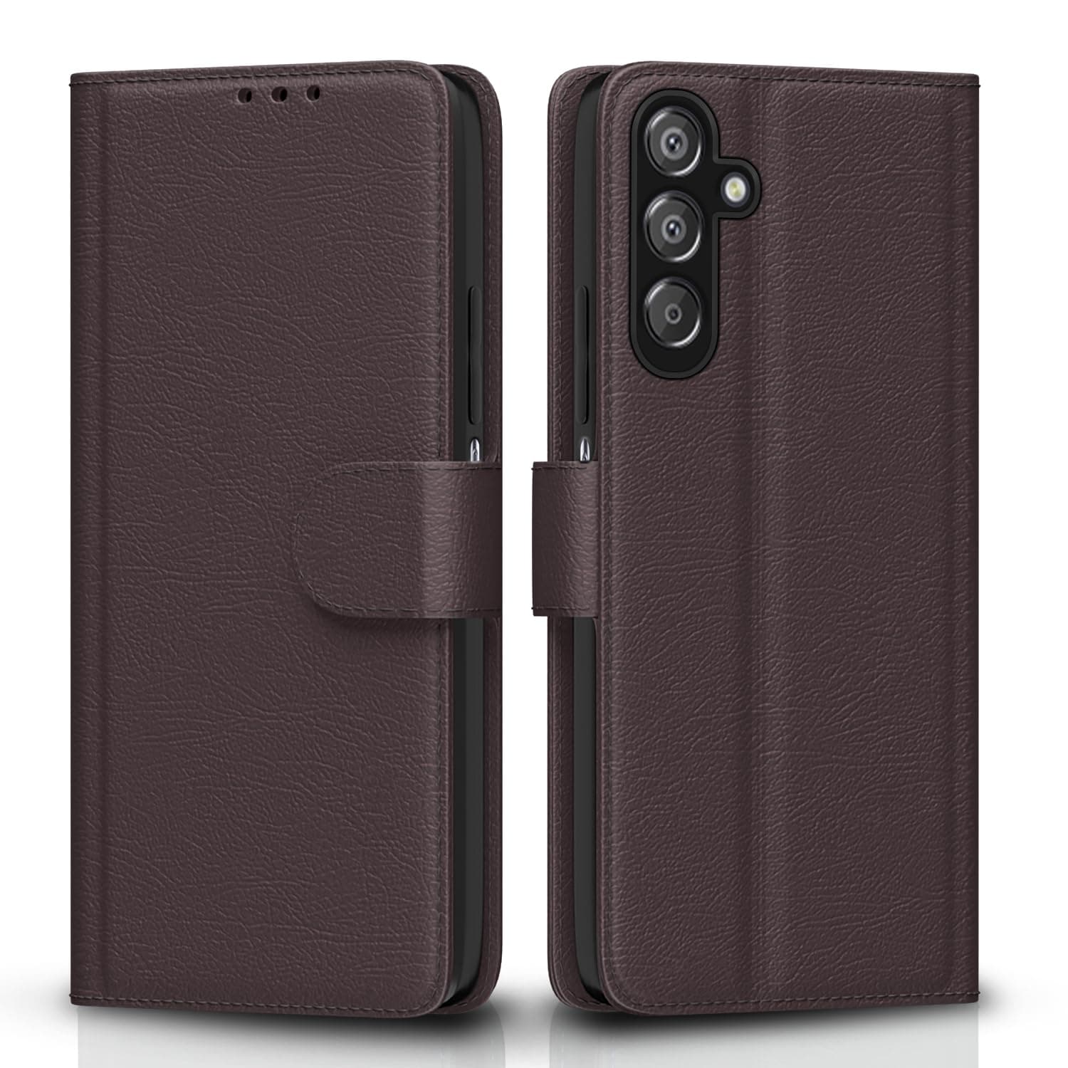 Pikkme Flip Cover Leather Finish for Samsung Galaxy A16 5G | Complete Protection | Wallet Stand and Shock Proof | Inside TPU with Card Pockets Flip Case (Coffee)