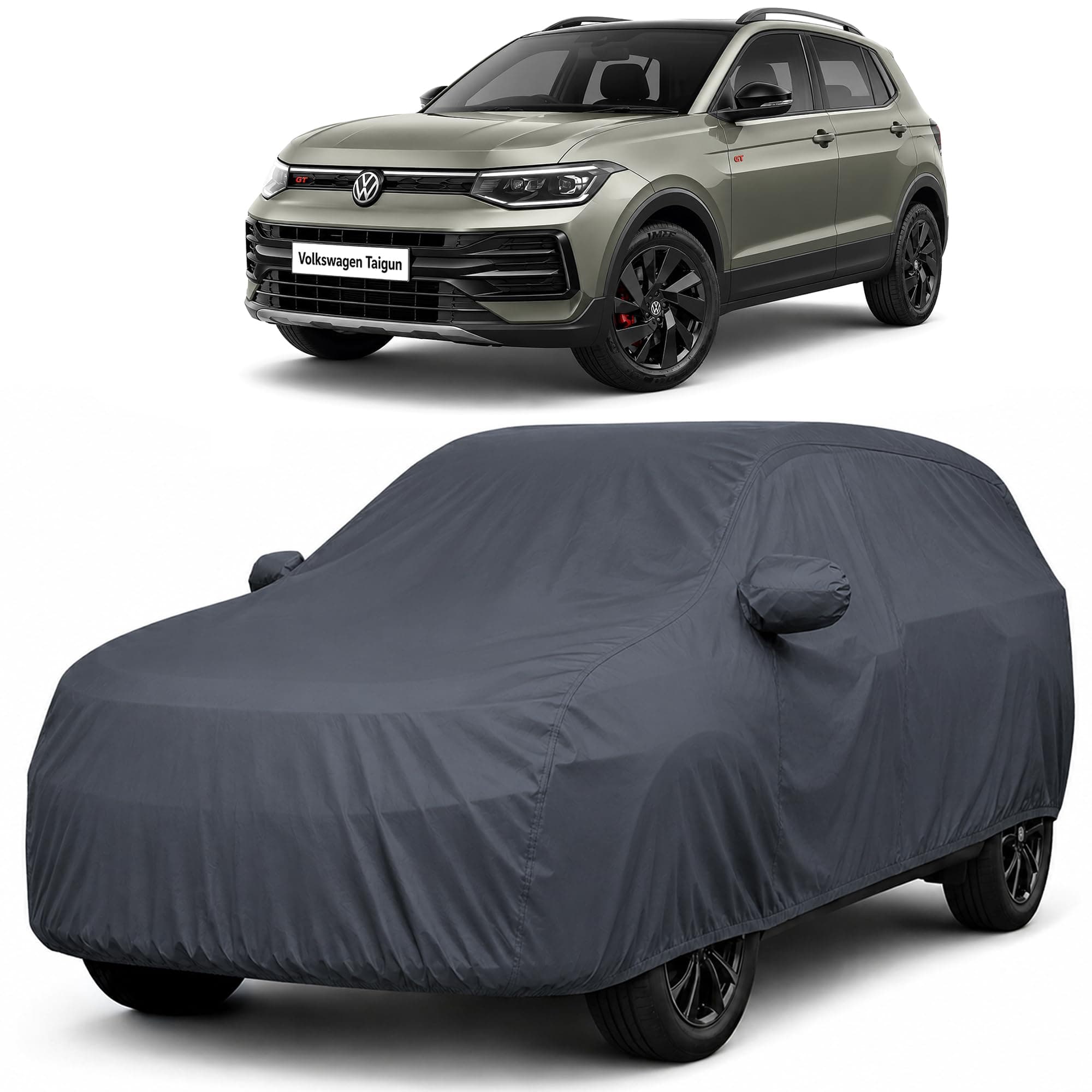 Autofact Car Body Cover Compatible with Taigun | Custom Fit Car Cover |100% Waterproof | Triple-Stitched Lightweight Fabric | Dustproof | Indoor & Outdoor Use | Elastic Bottom