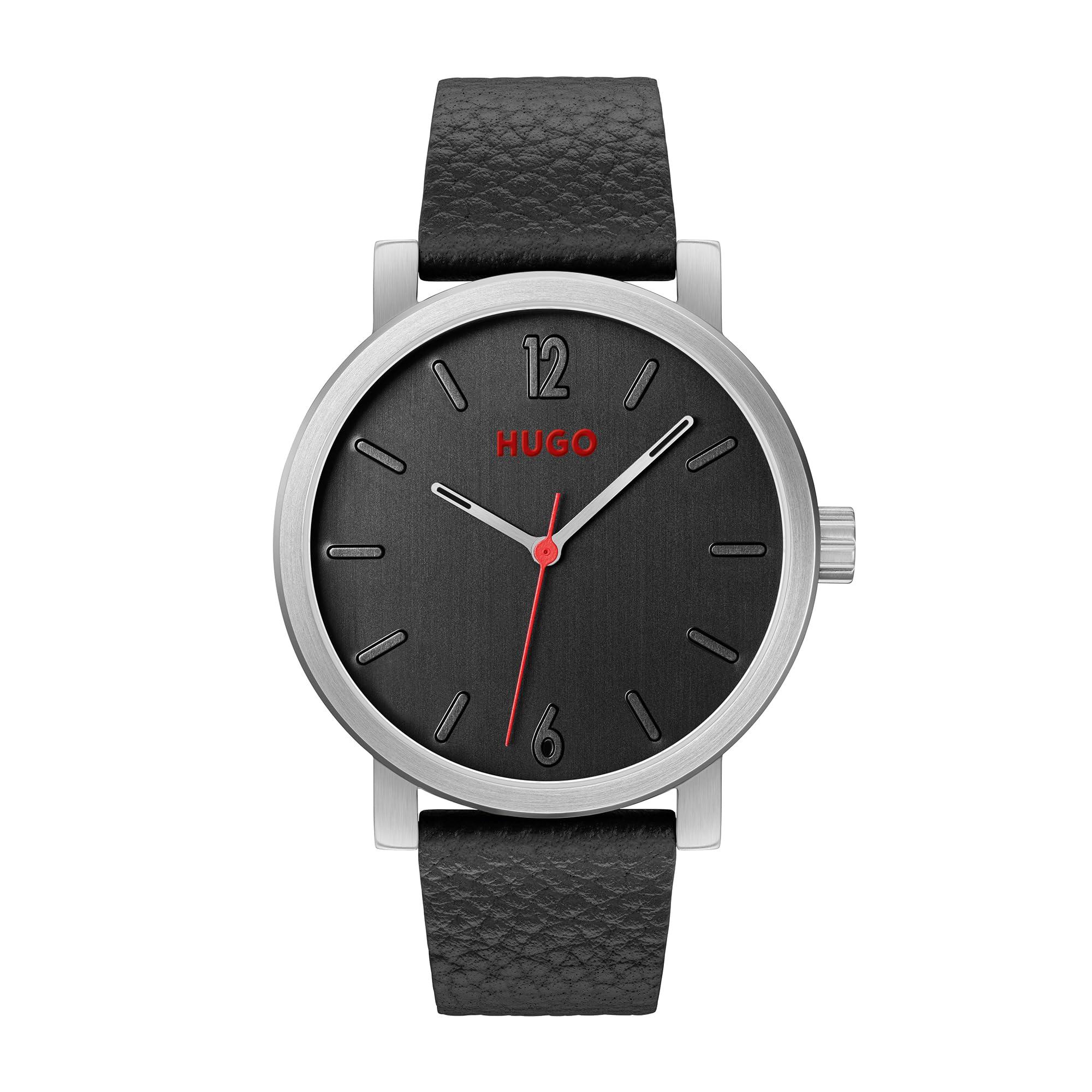 HUGO Leather Boss Analog Black Dial Men's Watch-1530115