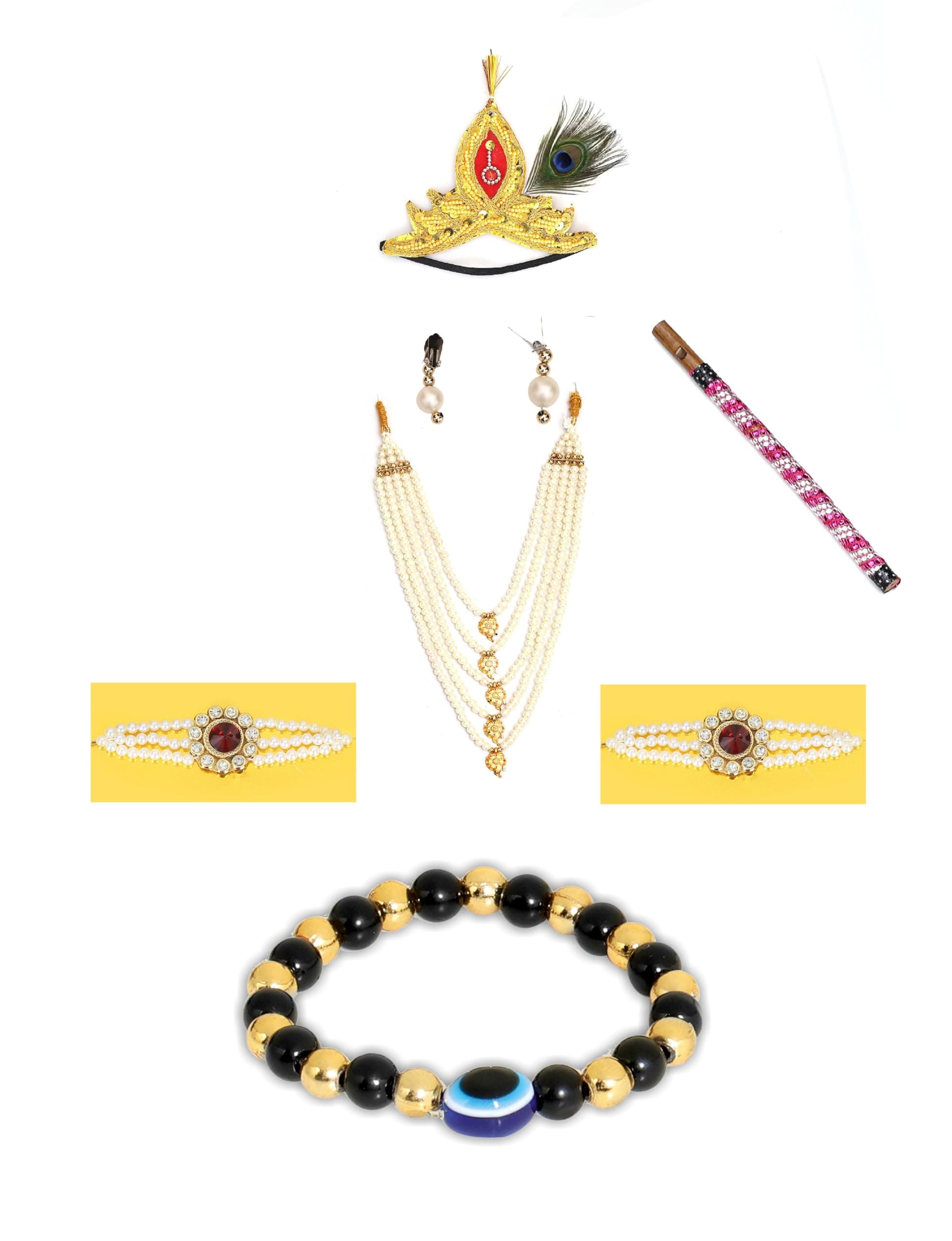 Raj Costume Shri Krishna Dress for Kids, Bal Krishna Costume for Baby Boy and Girl, Janmashtami Fancy Dress Costume, Krishna Dress for Kids