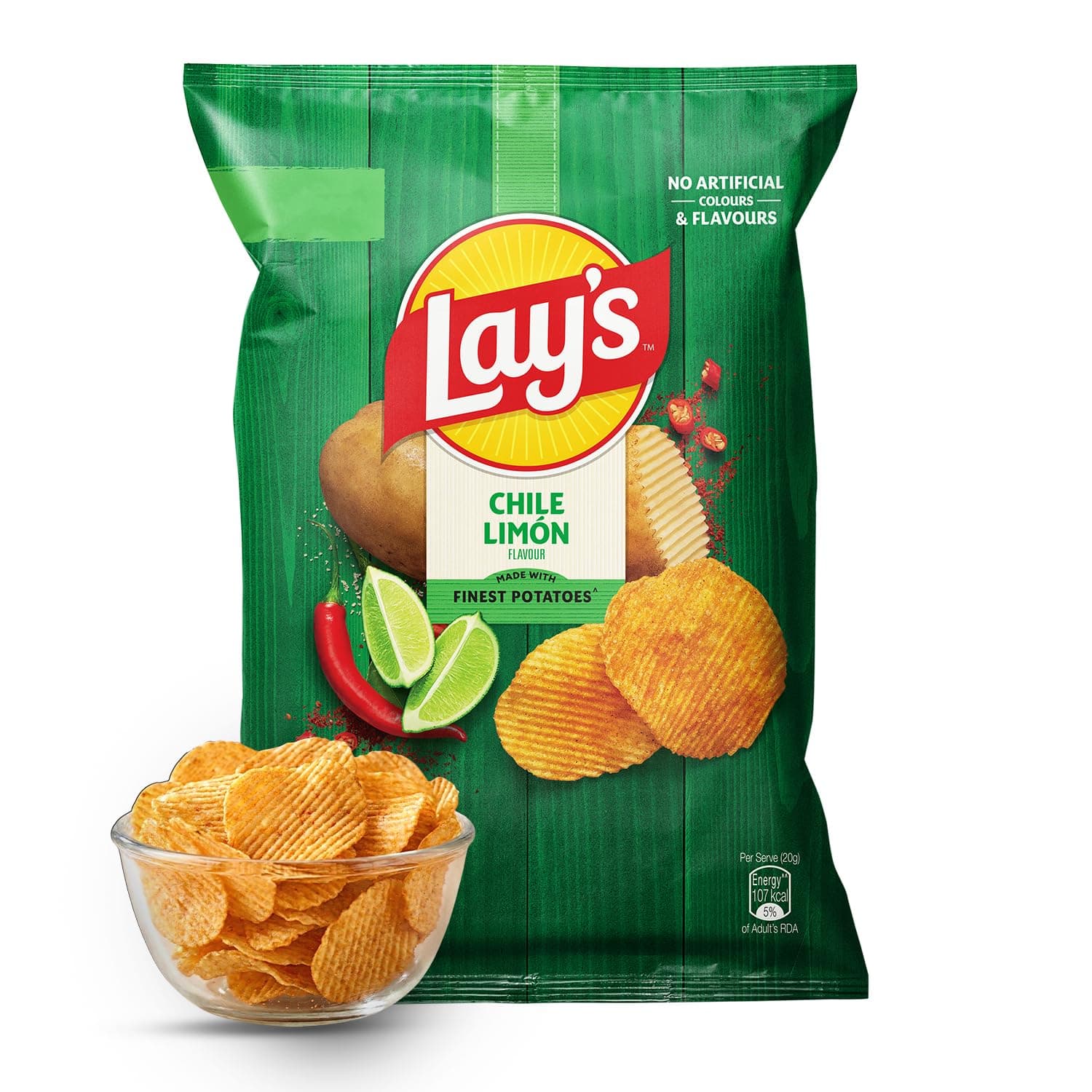 Lay's Potato Chips , Chile Limon Flavour, Crunchy Chips & Snacks 49.9g/ 52. 9 g [40 gram + 8 g extra ]+ 4.9 g /48gm/52gm/52.9gm/58gm(Weight May Vary)