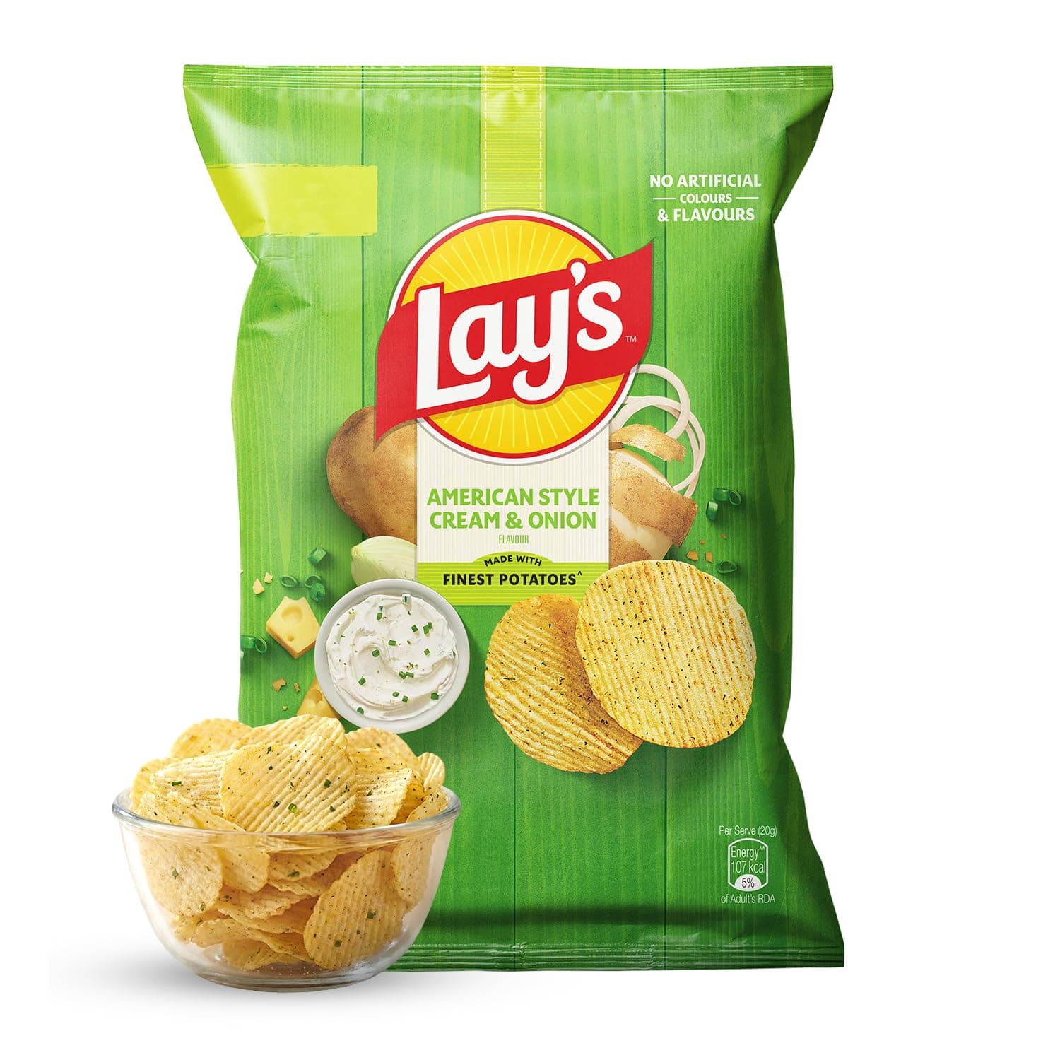 Lay's American Style Potato Chips - Cream & Onion, 58 Gm/52.9 Gm [weight may vary]