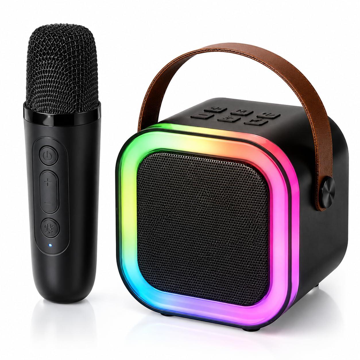 Karaoke Wireless Microphone with LED Speaker | Bluetooth Portable Singing Mic with RGB Lights & Voice Effects | Fun Music Toy for Kids & Adults, Parties & Home, Office Entertainment (Multicolor)