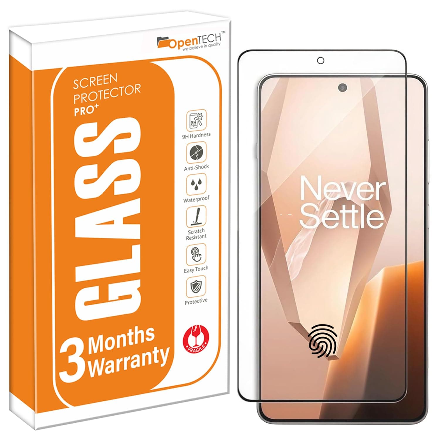 OpenTech® Military-Grade Gorilla Tempered Glass Screen Protector for OnePlus 13R with Edge to Edge Coverage - Case Friendly, Anti-scratch and Bubble free installation kit