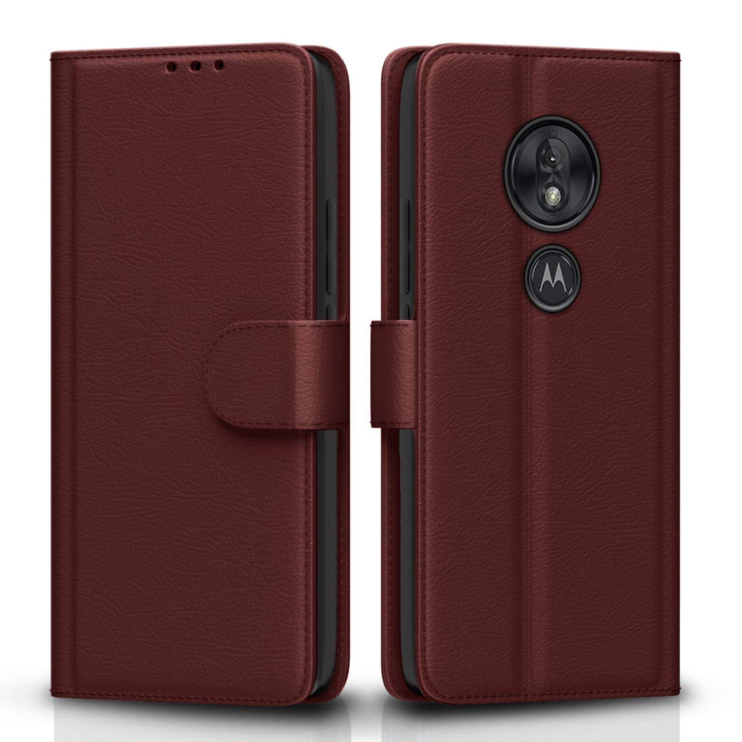 Pikkme Moto g6 Play Flip Case Leather Finish | Inside TPU with Card Pockets | Wallet Stand and Shock Proof | Magnetic Closing | 360 Degree Complete Protection Flip Cover for Moto g6 Play (Brown)