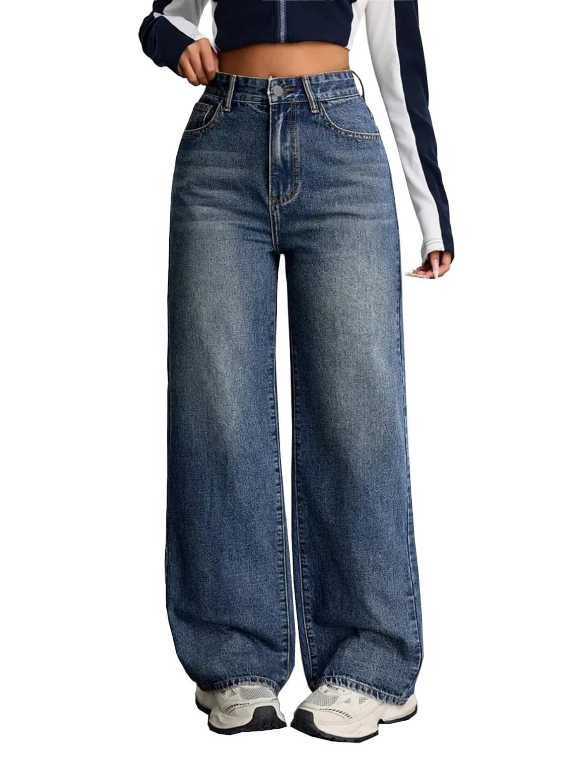 Nifty Women's Denim Stretchable High Waist Baggy Jeans for Women (1479_PBLU_28_Peacock_Blue_28)