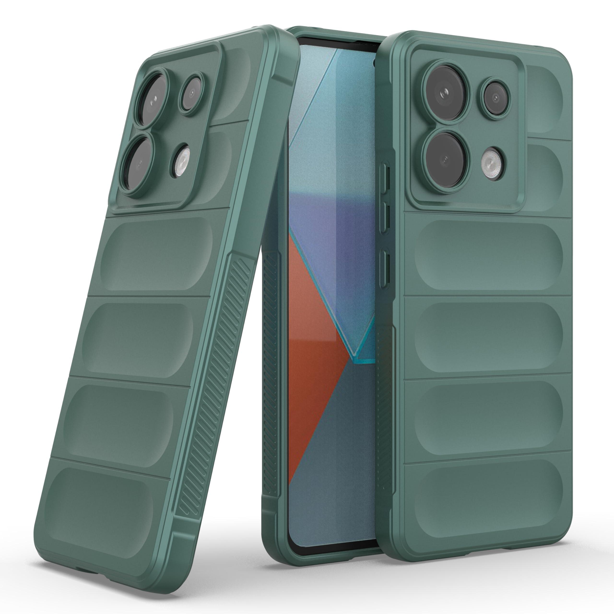 Zapcase Back Case Cover for Poco X6 5G | Compatible for Poco X6 5G Back Cover | Liquid Silicon Magic Case with Camera Protection | Dark Green