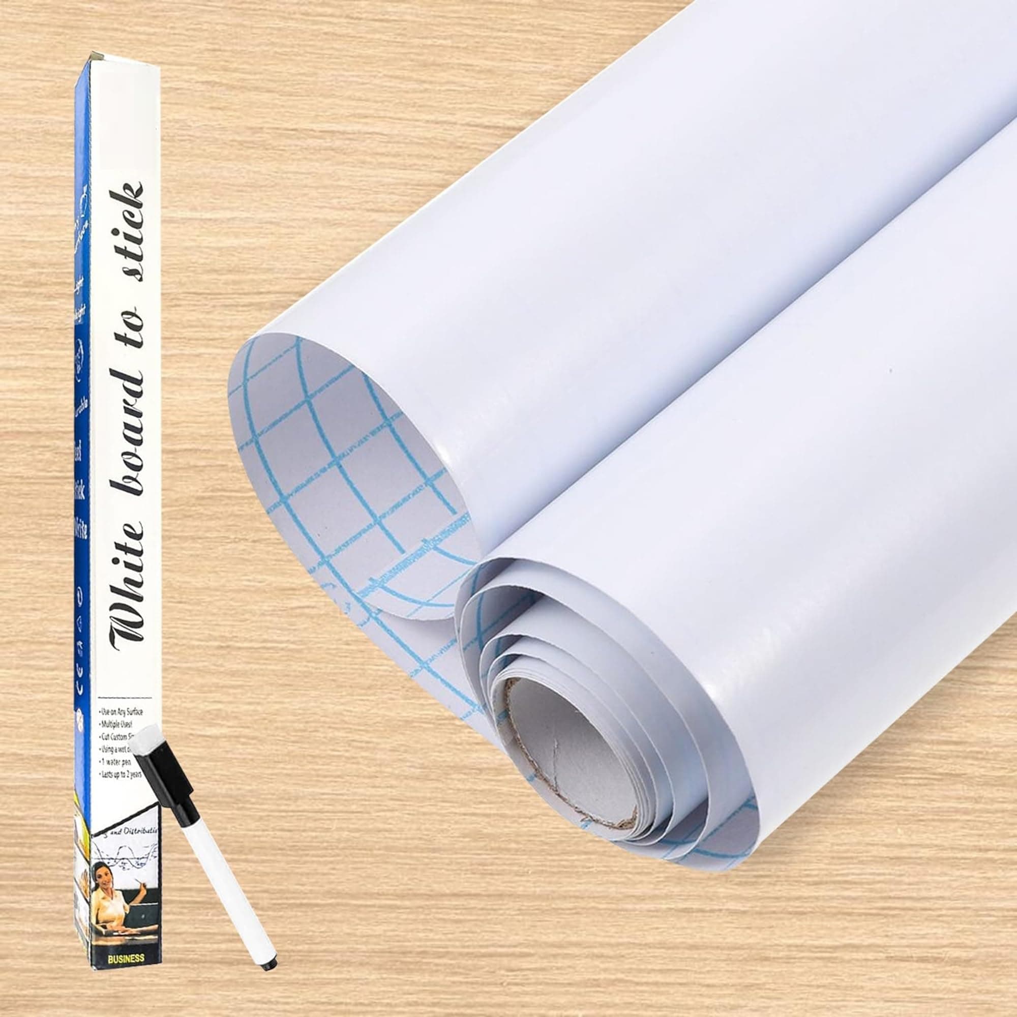 URBANFIX White Board Sticker for Wall | Removable Whiteboard Sheet with Marker | Self-Adhesive Dry Erase White Board Roll for Home, Office, School, Study Room & Kids Learning (45x200cm)