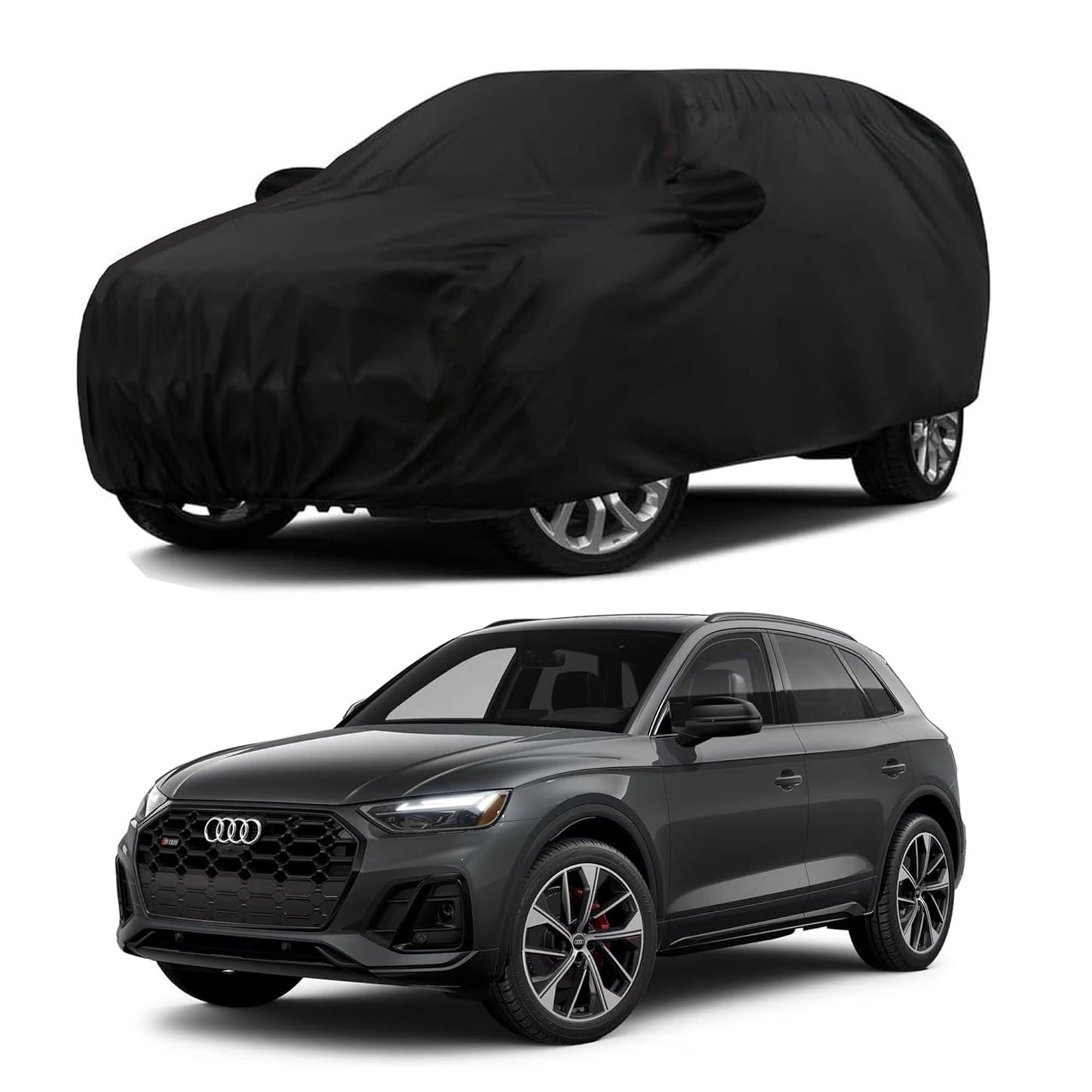 Sulfar 100% Water Resistant Car Body Cover Compatible with Mirror & Antenna Pockets for Audi SQ5 (Triple Stitched, Full Bottom Elastic, Black)