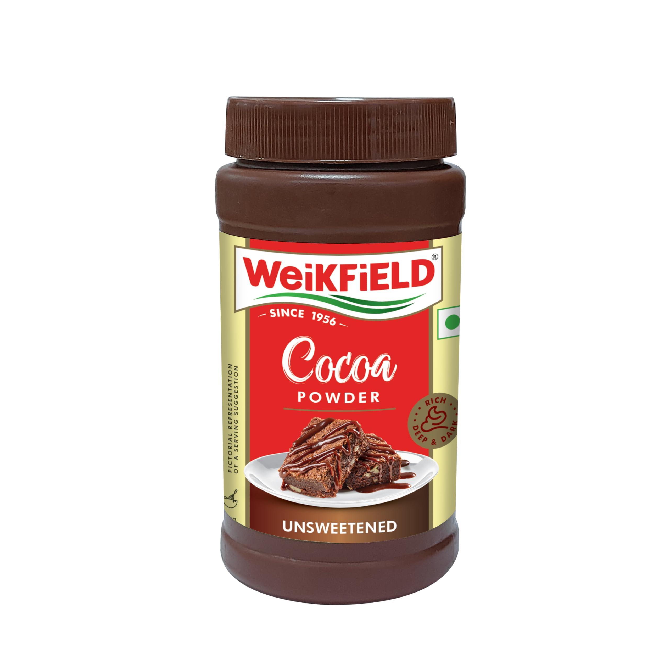 Weikfield Cocoa Powder 50g Jar | Low Fat Rich & Decadent Pure Cocoa Powder | Unsweetened Dark Cocoa for Baking, Desserts, Smoothies, Brownies, Hot Chocolate & Cakes