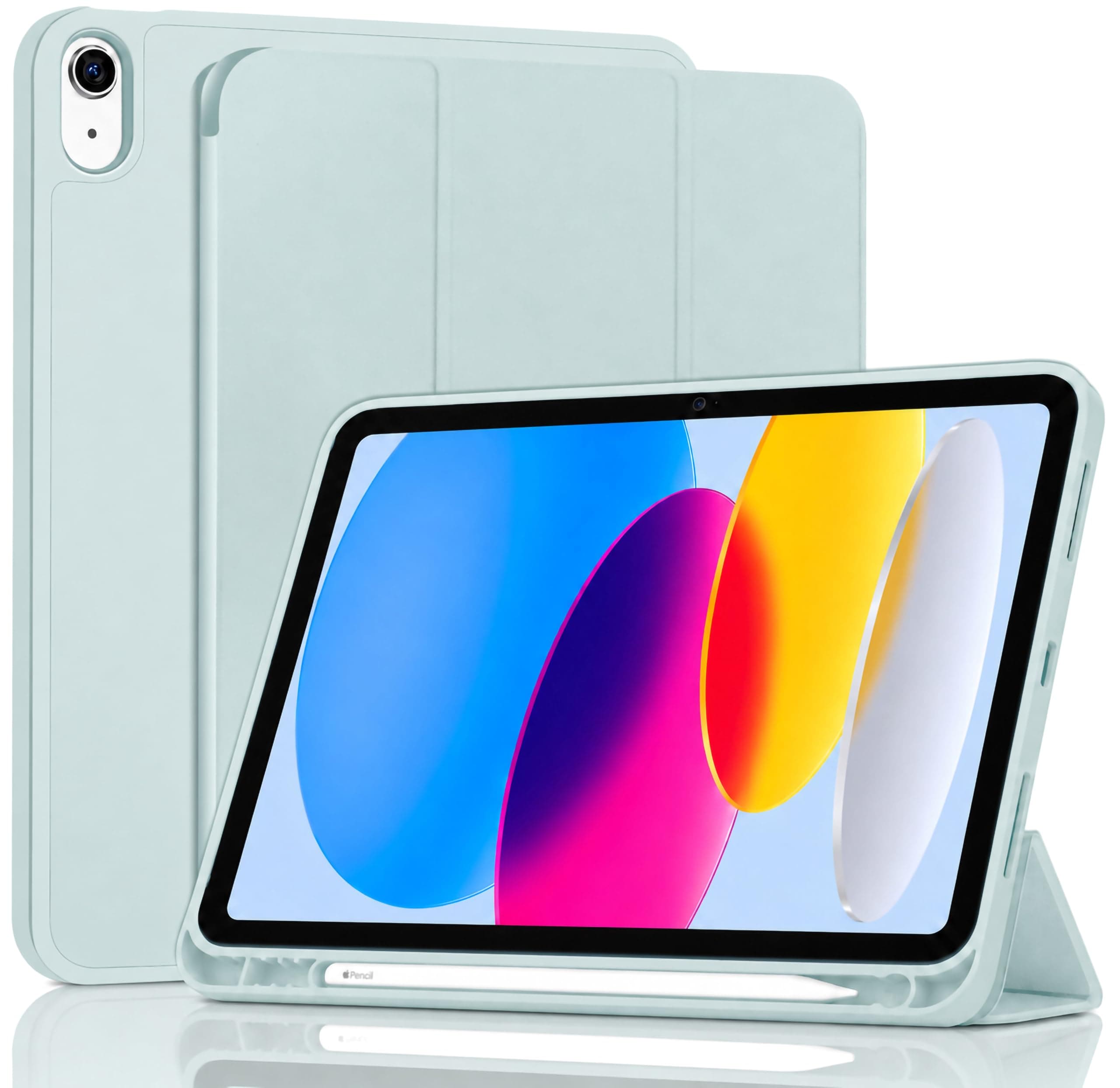 ProElite Smart Case for iPad (A16) 11th/10th Generation (2025/2022) [Auto Sleep/Wake Cover] [Left Side Pencil Holder] [Soft Flexible Case] Recoil Series - Light Blue