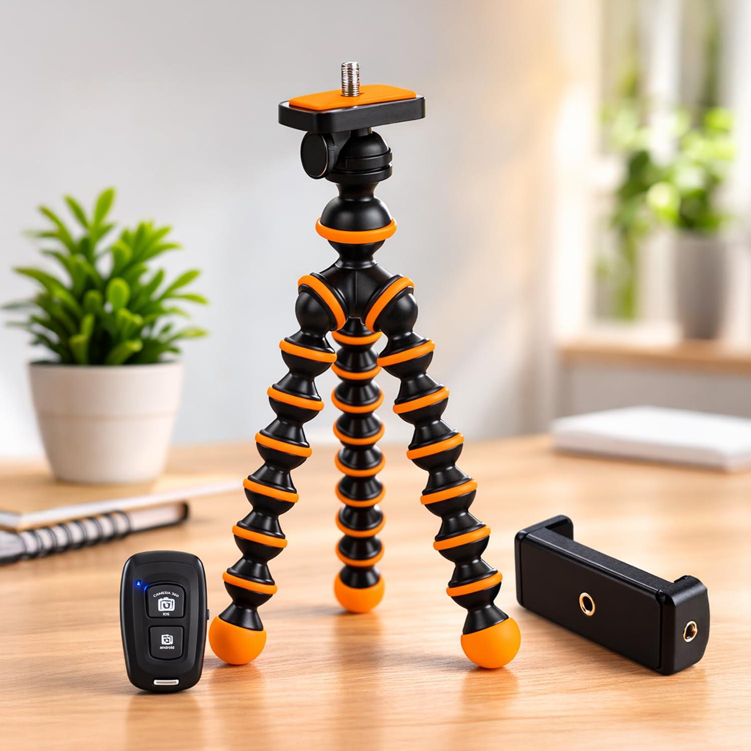 Amazon Basics Gorilla Tripod/Mini 33 cm (13 Inch) Tripod for Mobile Phone with Phone Mount & Remote, Flexible Gorilla Stand for DSLR & Action Cameras
