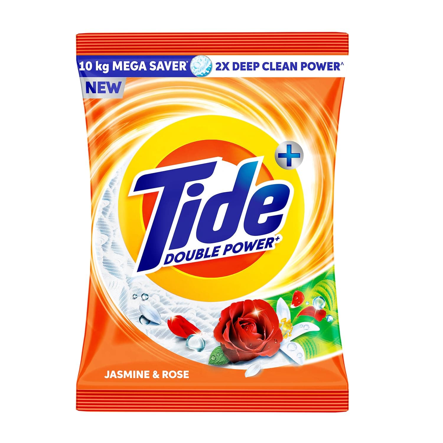 Tide Plus Detergent Washing Powder - 10kg Mega Saver Pack | Jasmine & Rose Fragrance | Removes deep-seated Oil, Gravy, Tea Stains | World's No. 1 Detergent Brand