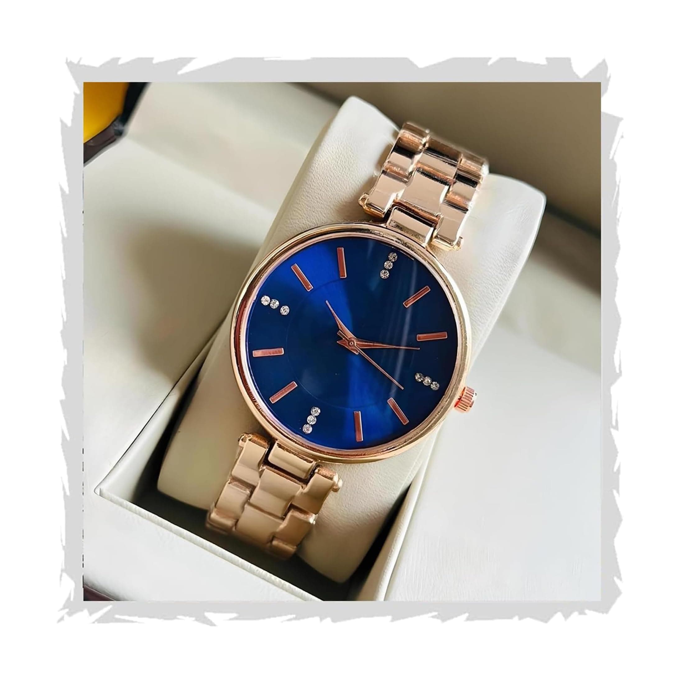 styledose Women Analogue Wrist Watches for Women's & Girls&Miss&Ladies Diamond Studded Dial Rosegold Colored Stylish Bracelet Strap (Blue)