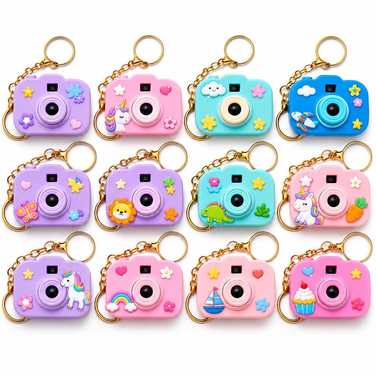 Returngifts - Pack of 12 Cute Cartoon Projection Camera Keychain. Birthday Return Gifts for boys and girls I 3,4,5,6,7,8 years old. Return gifts ideas for kids party in bulk. (Pack of 12)
