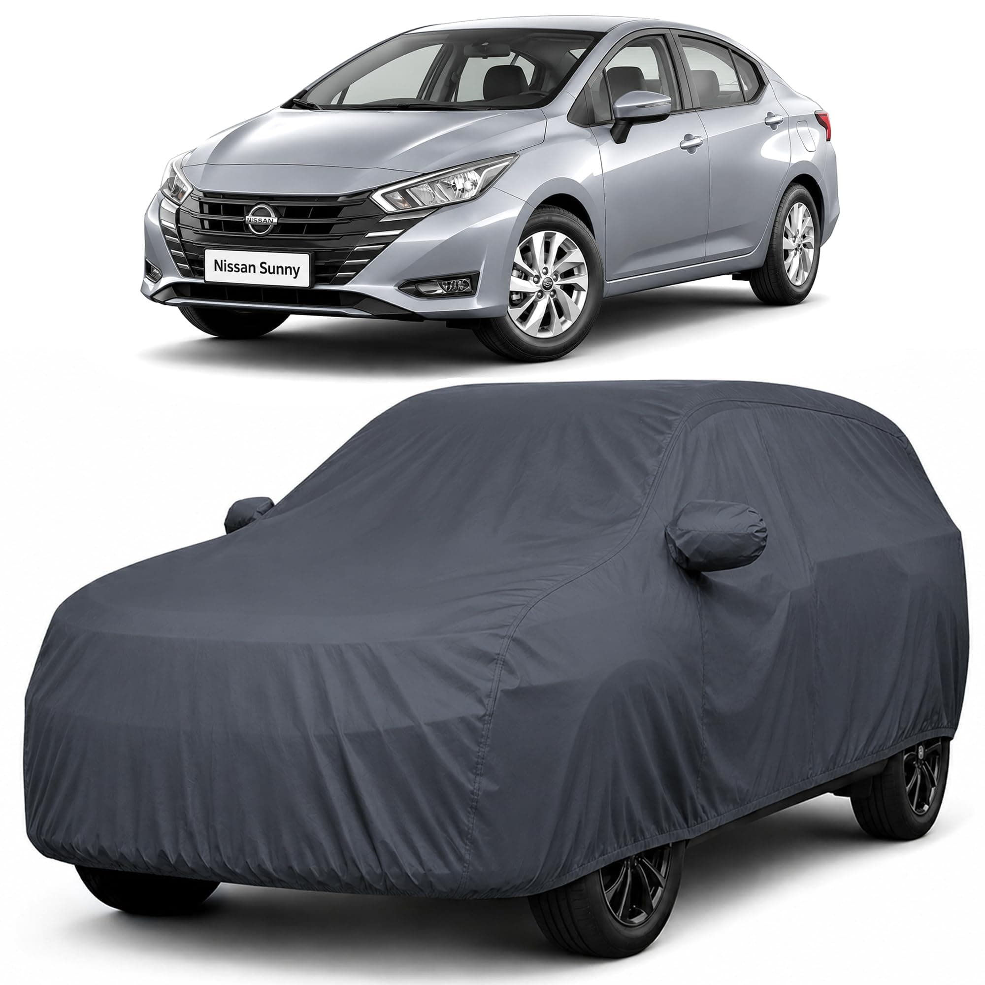 Autofact Car Body Cover Compatible with Nissan Sunny | Custom Fit Car Cover |100% Waterproof | Triple-Stitched Lightweight Fabric | Dustproof | Indoor & Outdoor Use | Elastic Bottom