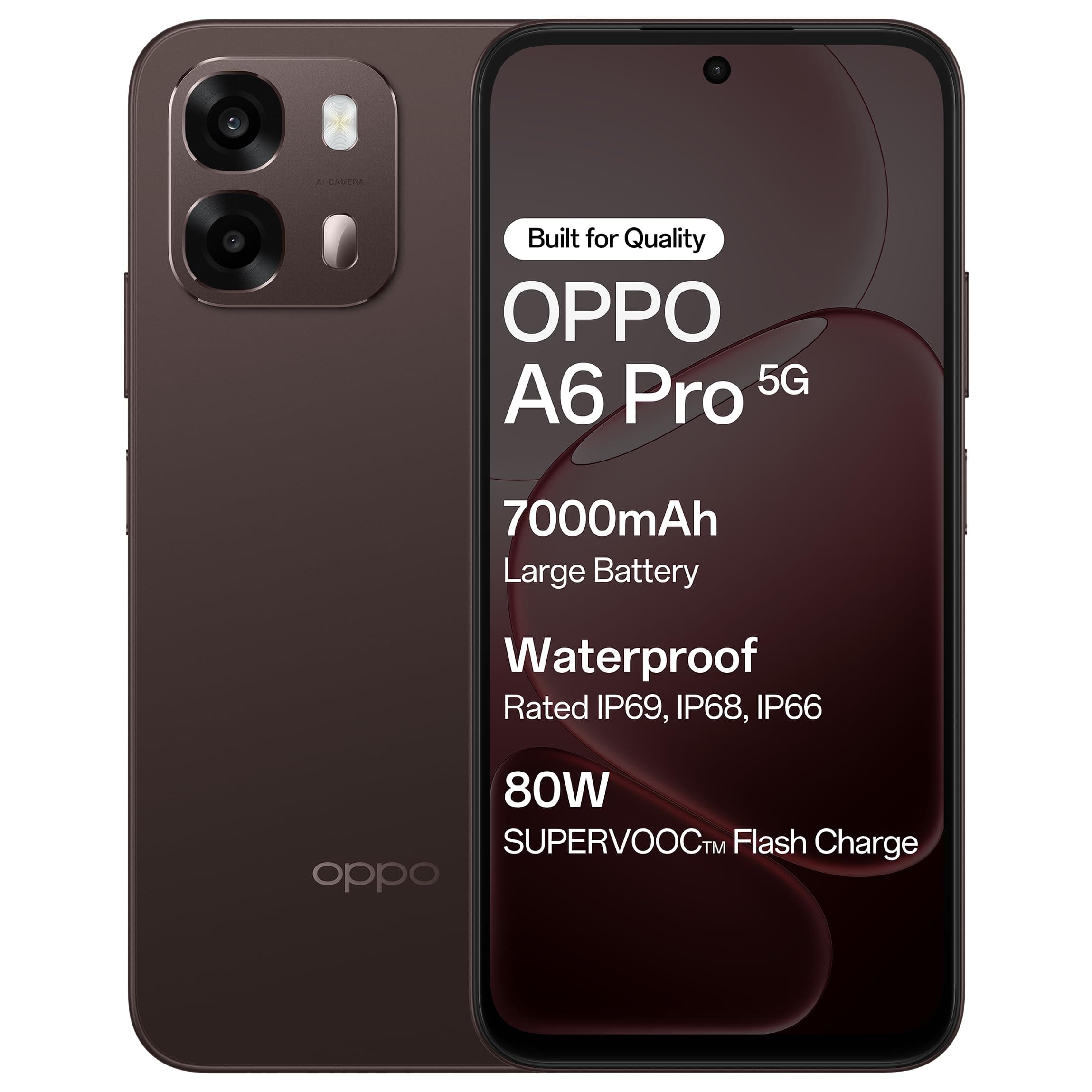 Oppo A6 Pro 5G (Brown, 8GB RAM, 256GB Storage) 6.75 Inch Screen, 144Hz Display, 7000mAh Battery, 80W Fast Charging,16MP Front & 50MP Main Camera with No Cost EMI/Additional Exchange Offers