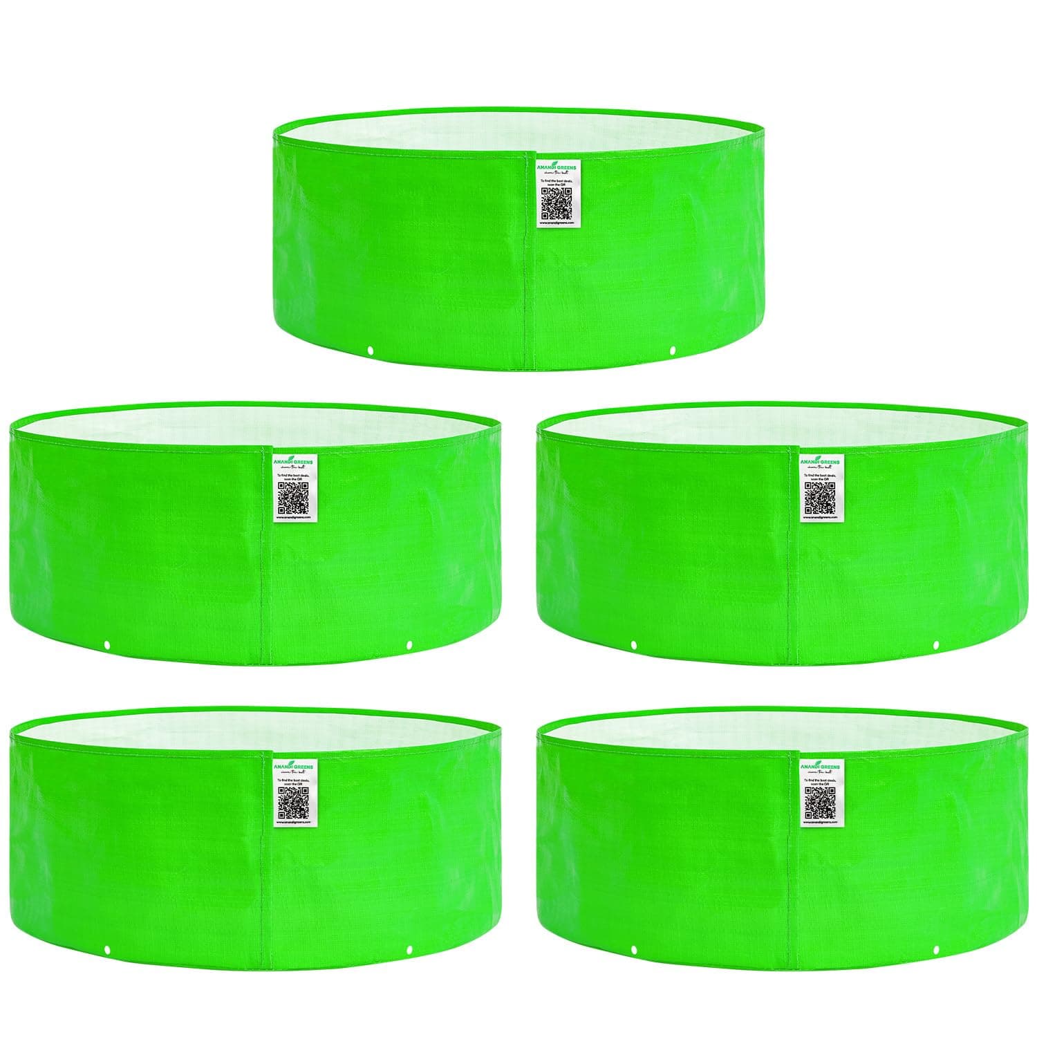 Anandi Green's HDPE Uv Protected 260 GSM Round Green Colour Plants Grow Bags for Terrace and Vegetable Gardening 24x9 INCH Pack of 5
