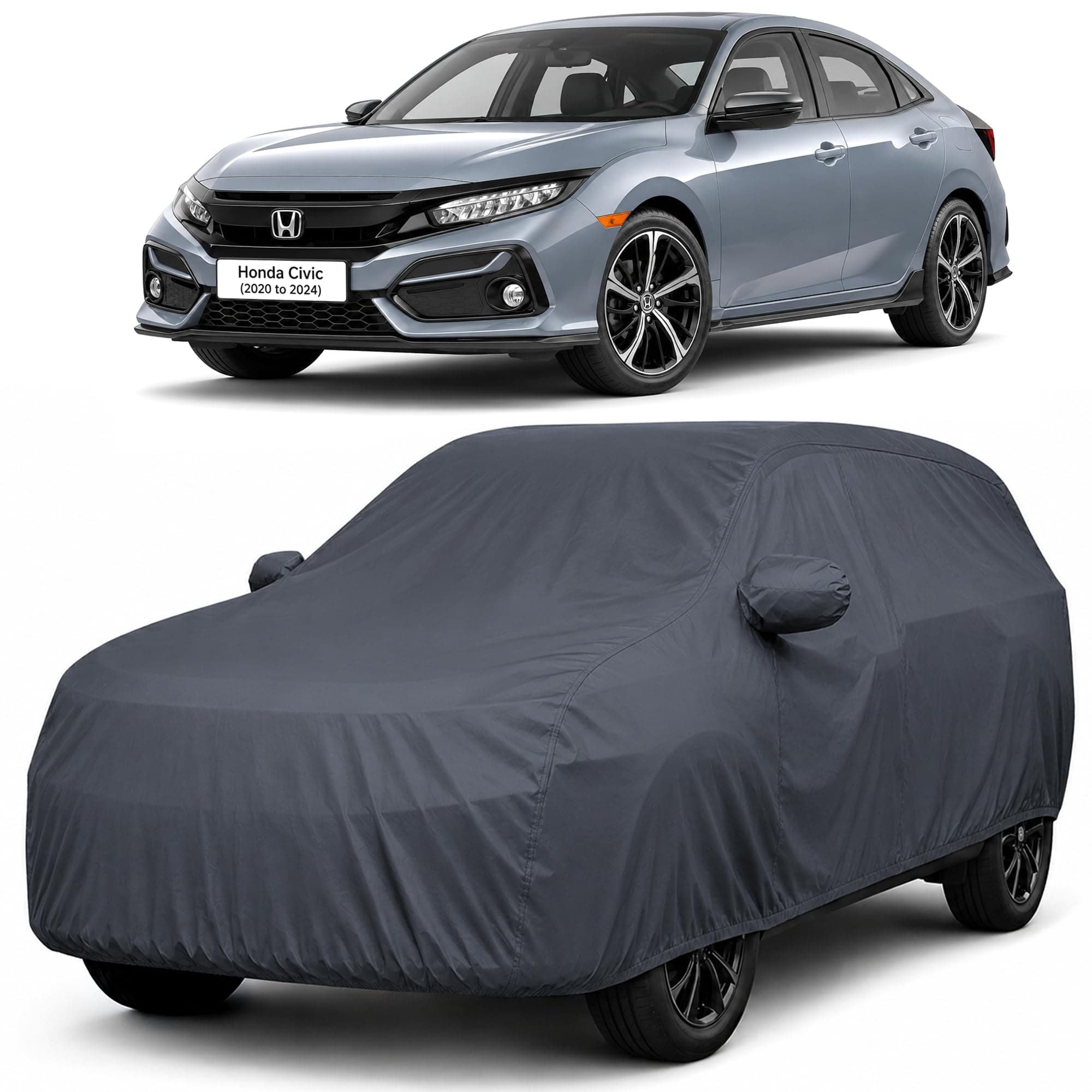 Autofact Car Body Cover Compatible with Honda Civic (2020 to 2024) | Custom Fit Car Cover |100% Waterproof | Triple-Stitched Lightweight Fabric | Dustproof | Indoor & Outdoor Use | Elastic Bottom