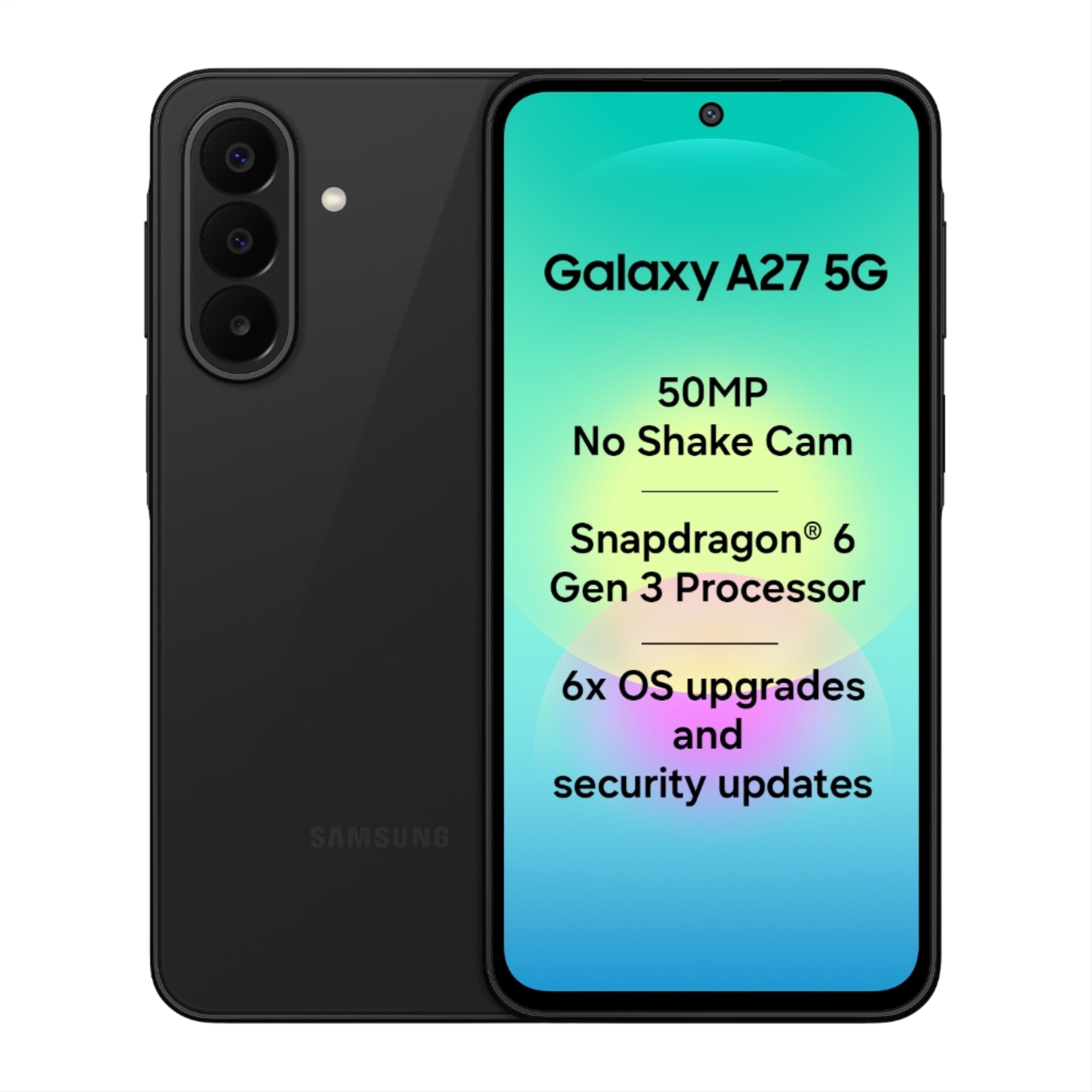 Samsung Galaxy A27 5G (Black, 8GB RAM, 128GB Storage) | 50MP No Shake Triple Camera | Snapdragon 4nm Processor | LPDDR5x | UFS 3.1 Storage | 6 Gen OS Upgrades | Super AMOLED Display