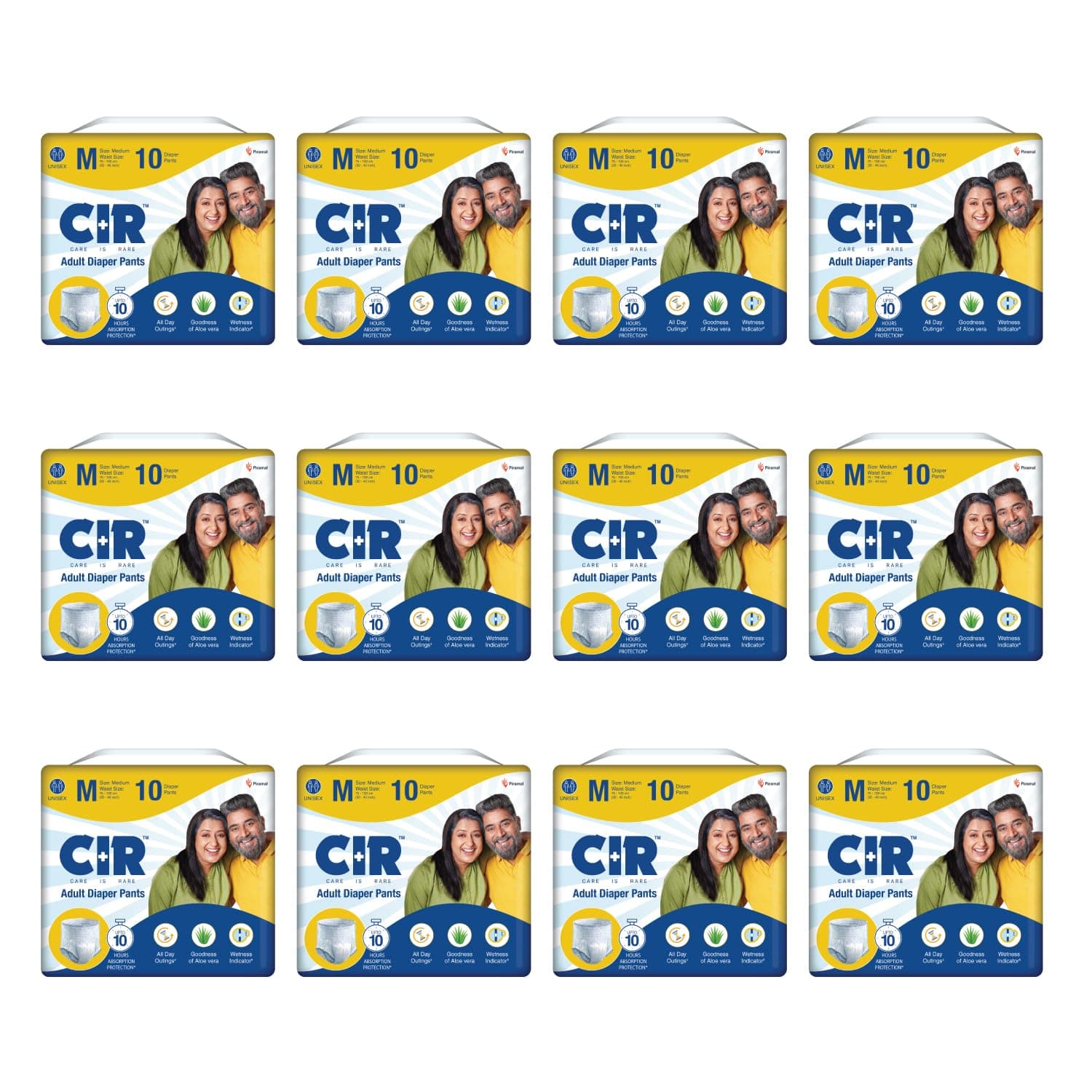 CIR Adult Diaper Pants Style | Adult Diaper Medium Size (M)|Waist (75-100 cm|30”- 40”) |10 hr Absorption-Protection | Unisex with Wetness Indicator | Odour Control | Goodness of Aloe Vera | 120 Units