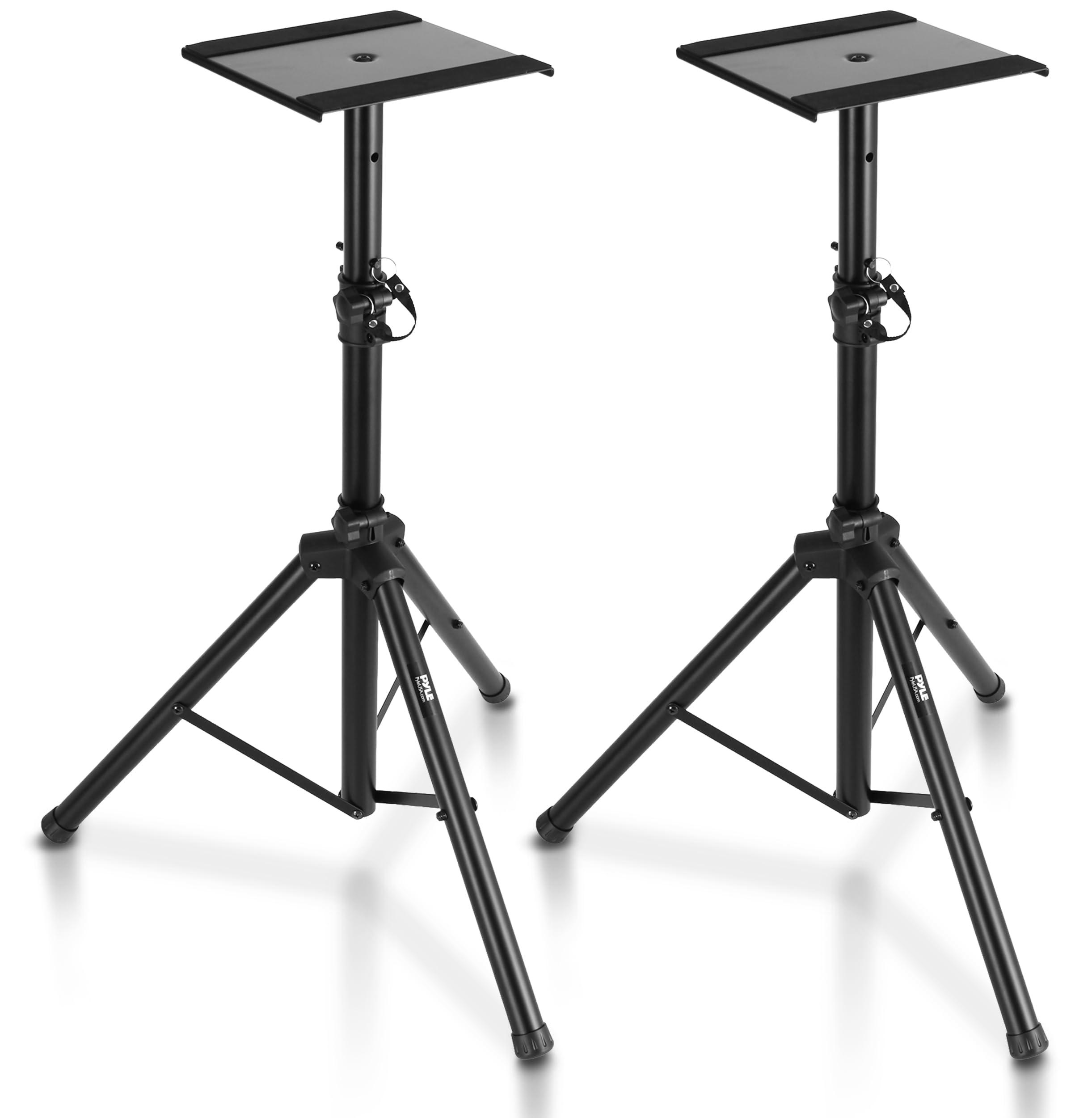 Pyle Adjustable Speaker Stands Pair, Tripod, Metal Base, 34-53 Inch, 90 Lbs