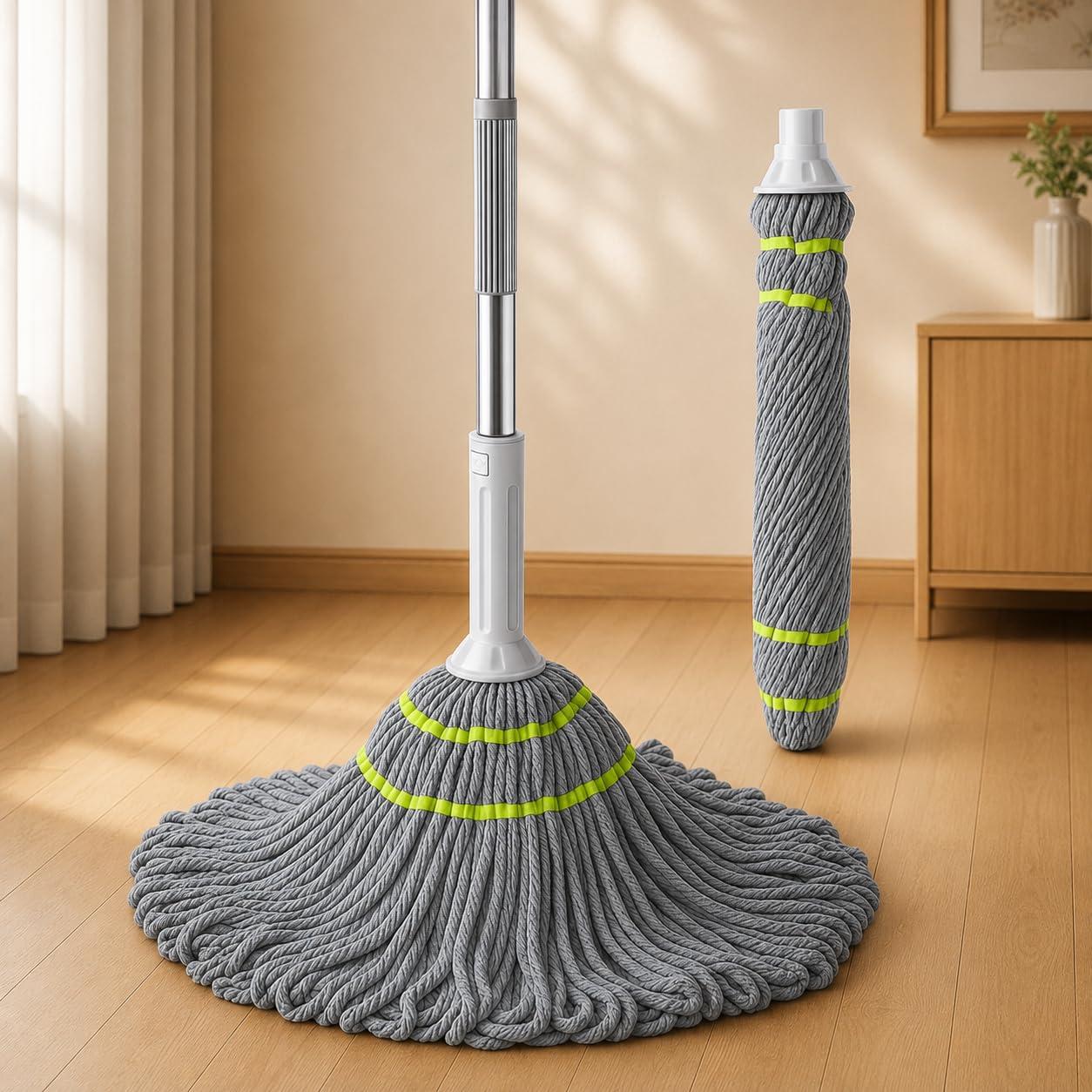 SNAPSILLY Microfiber Floor Cleaning Mop with Long Stainless Steel Handle, Wet & Dry Floor Mop for Home, Kitchen, Bathroom, Tiles, Marble & Wooden Floors