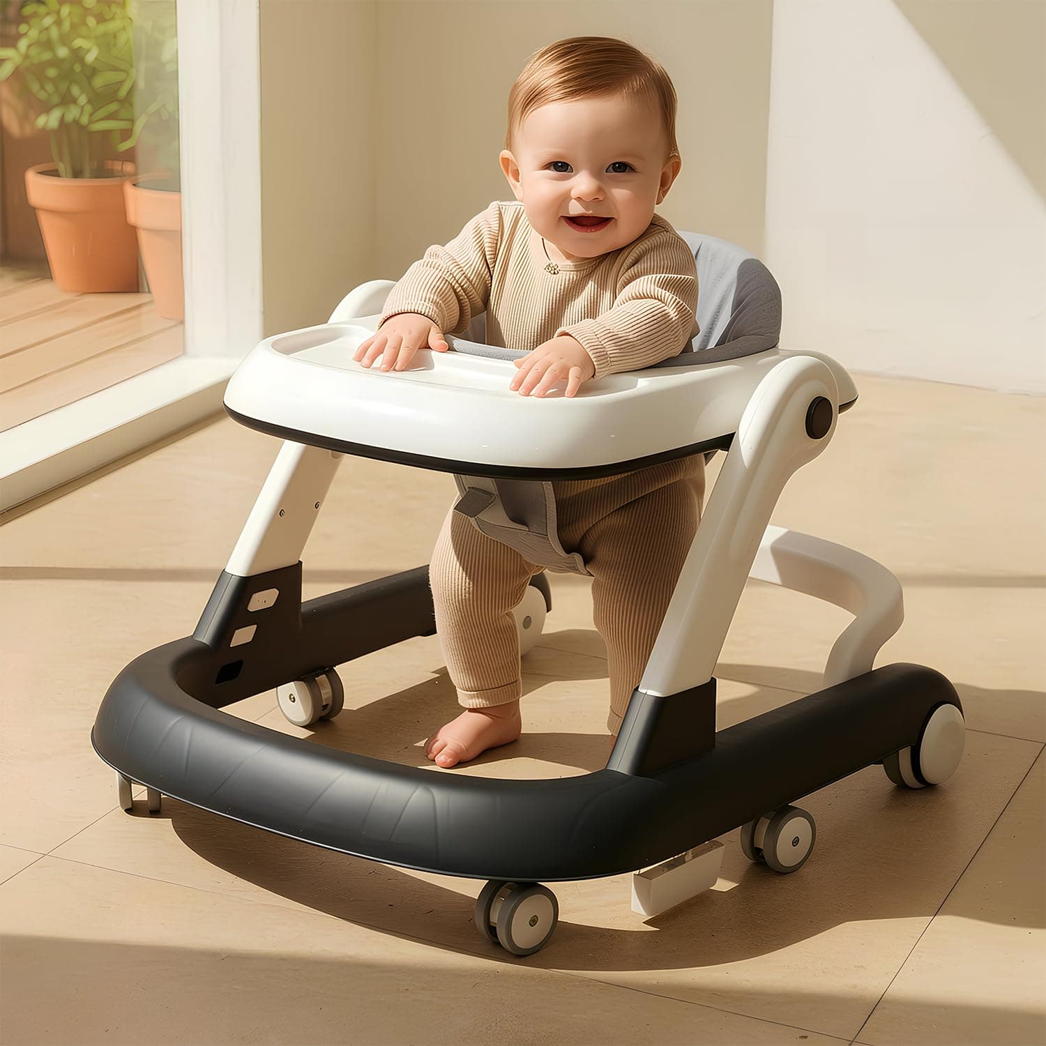 StarAndDaisy Baby Walker for 6-18 Month Baby Boy & Girl, Baby Walkers for 6-18 Month Baby Boy, Walker for Kids for 6 to 18 Months, Adjustable Height Baby Walker, 360° Wheels,Food Tray, Safety Stopper, Speed Control